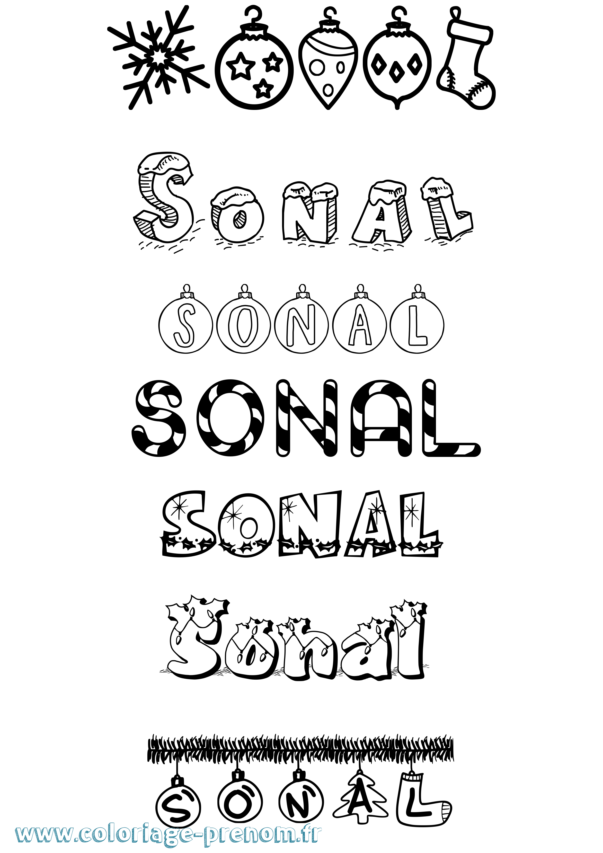 Coloriage Sonal Noël Coloriage prénom Sonal Noël