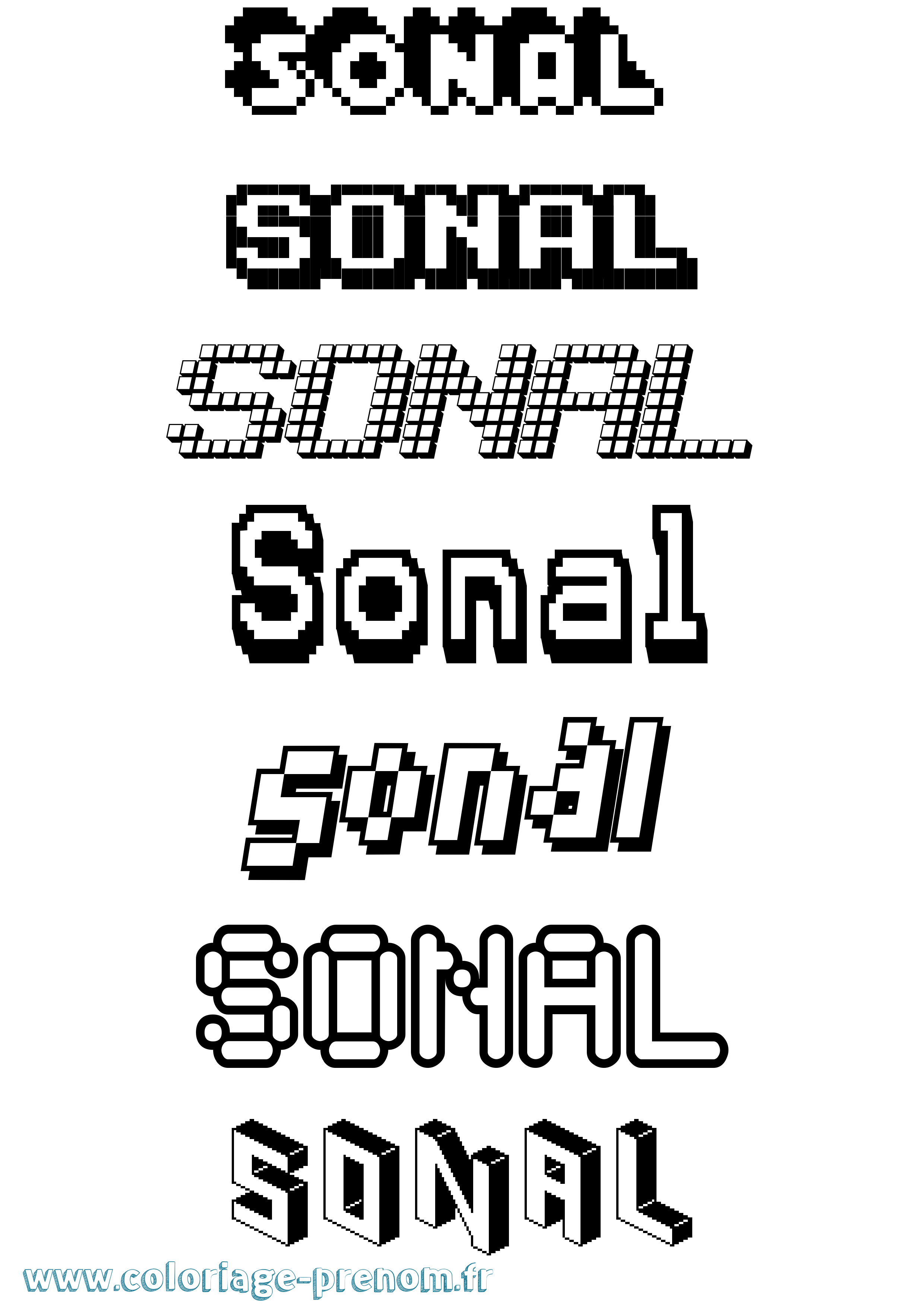 Coloriage Sonal Pixel Coloriage prénom Sonal Pixel