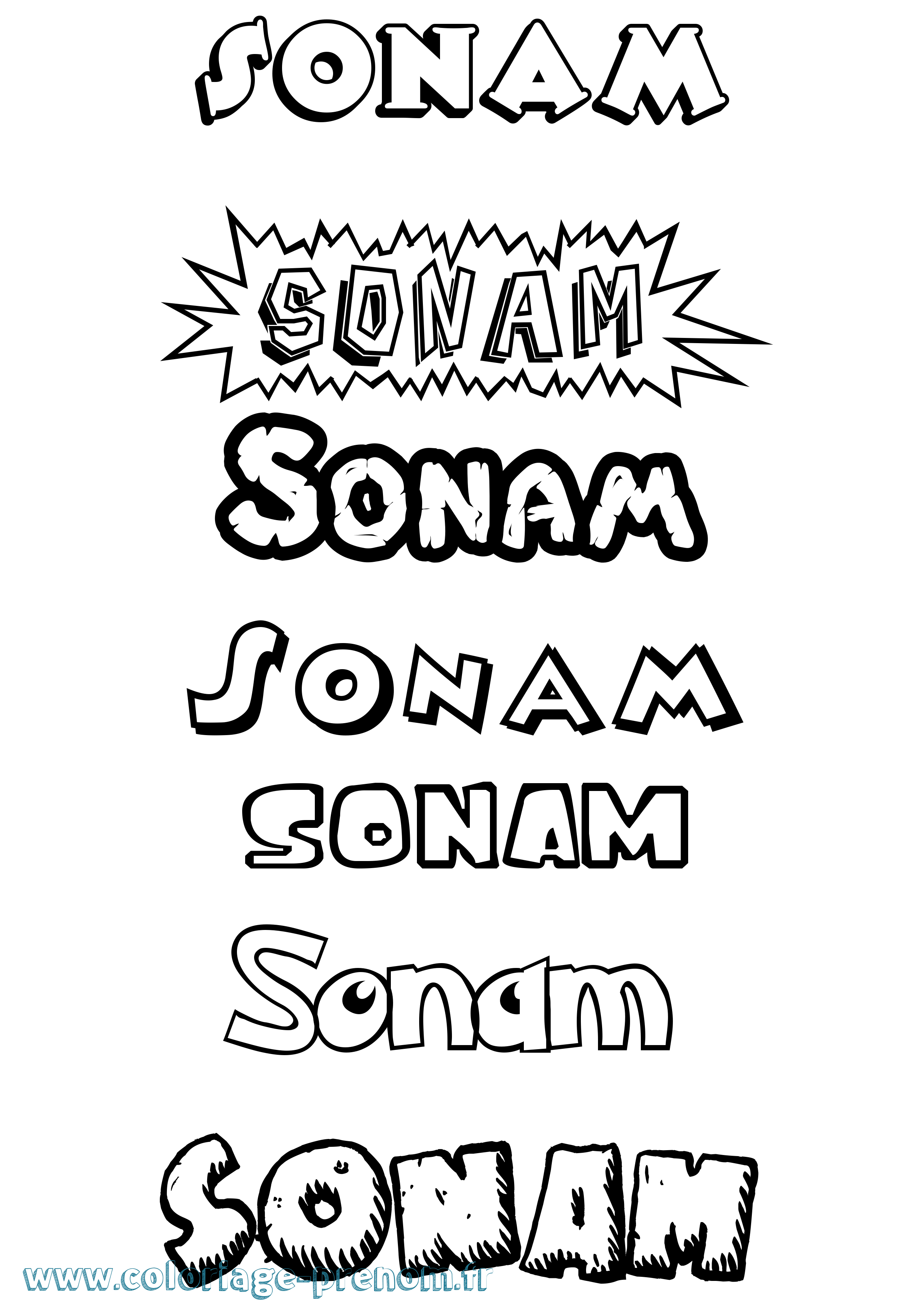 Coloriage Sonam Dessin Animé Coloriage prénom Sonam Dessin Animé