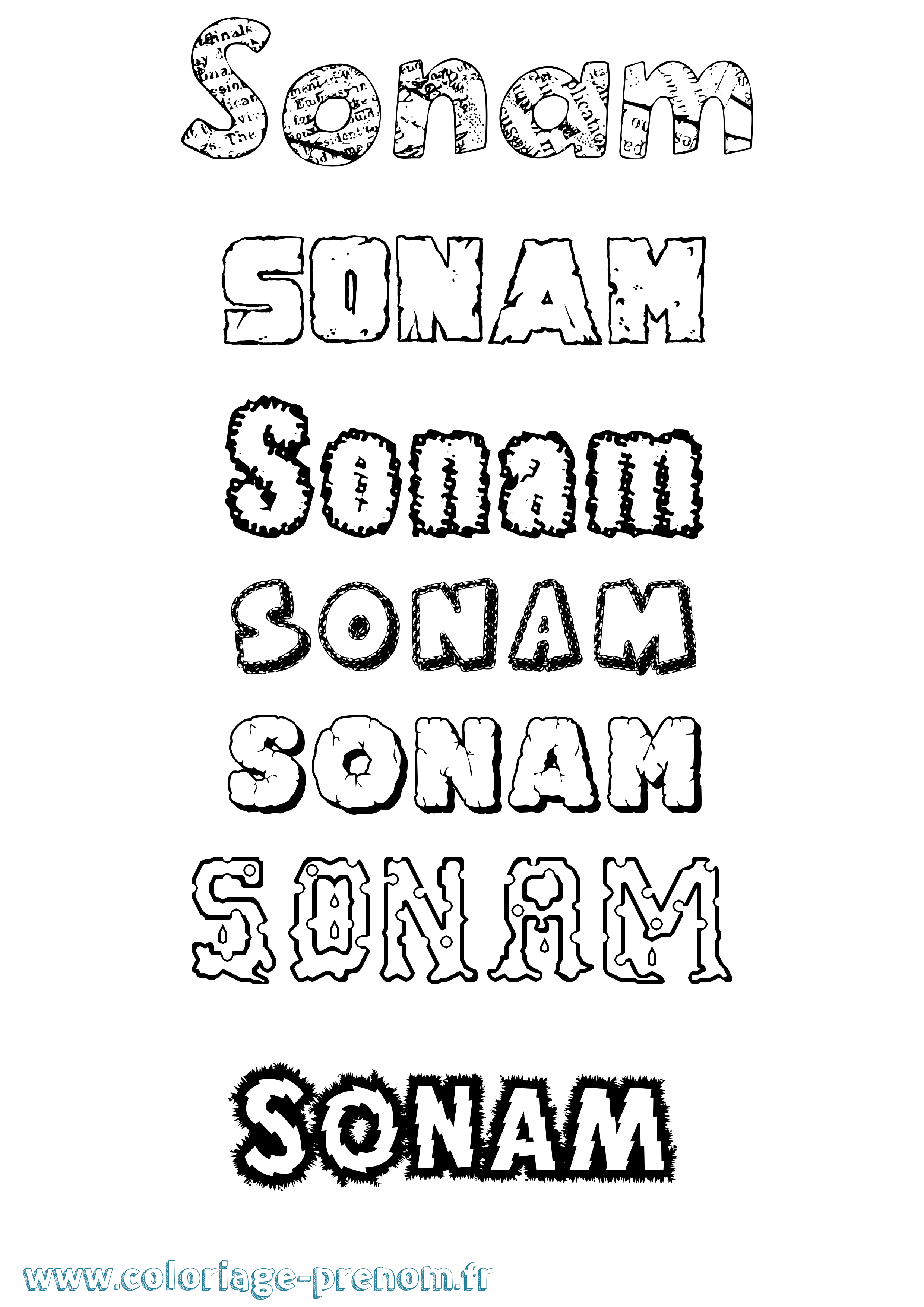 Coloriage Sonam Destructuré Coloriage prénom Sonam Destructuré