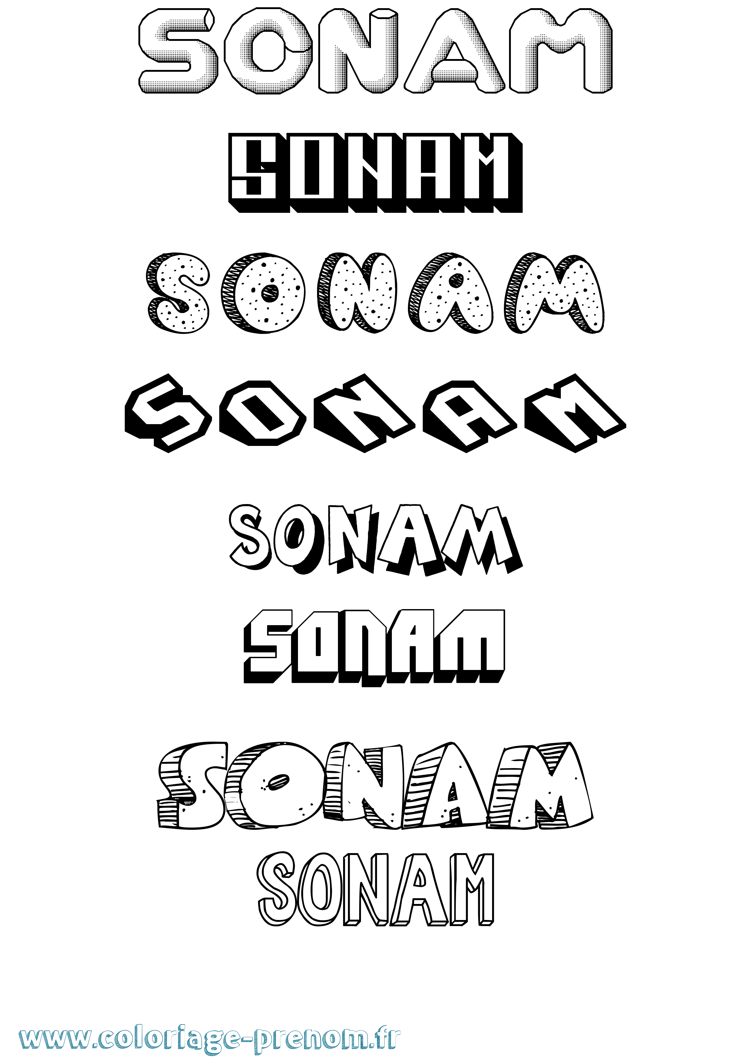 Coloriage Sonam Effet 3D Coloriage prénom Sonam Effet 3D