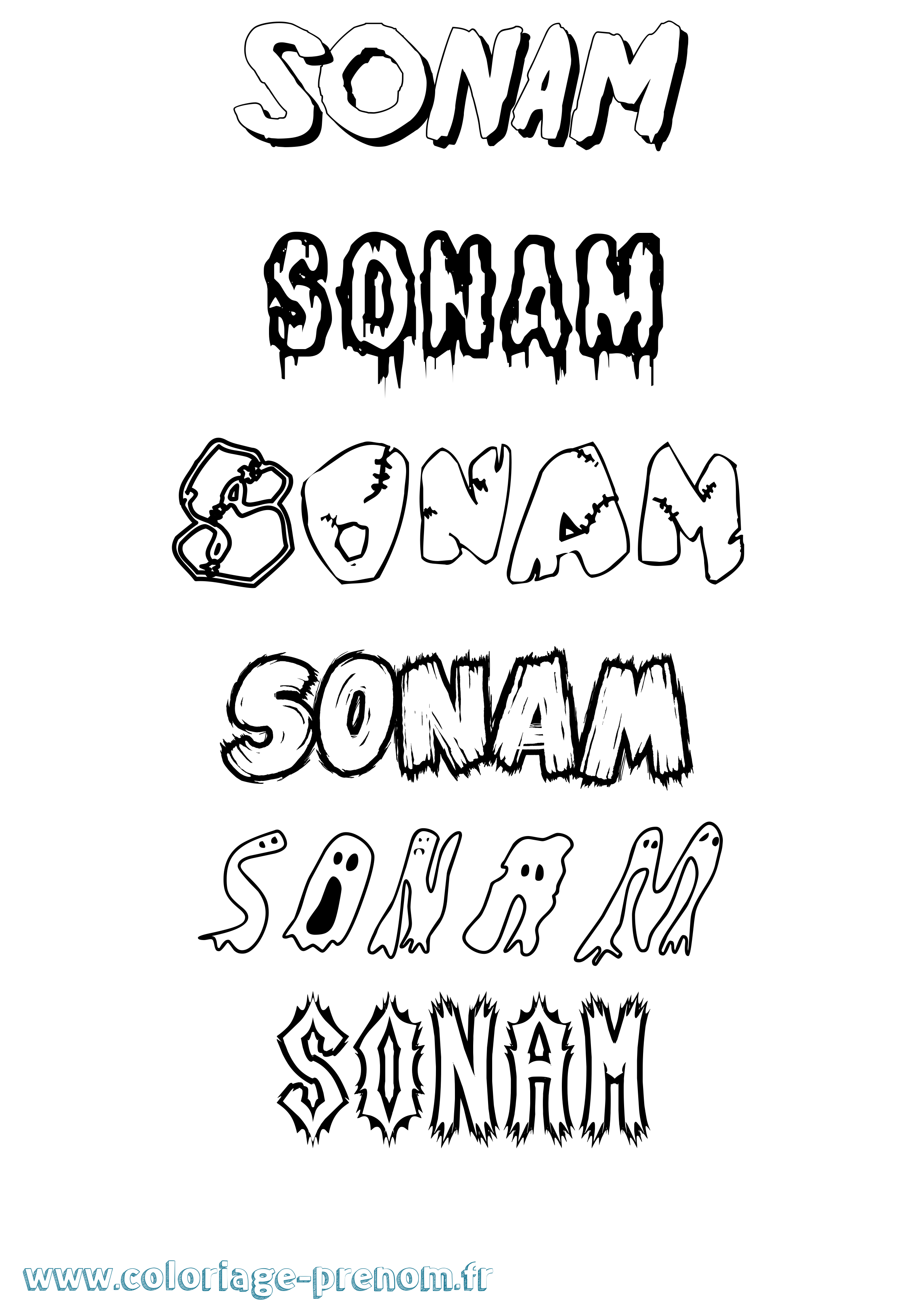 Coloriage Sonam Frisson Coloriage prénom Sonam Frisson