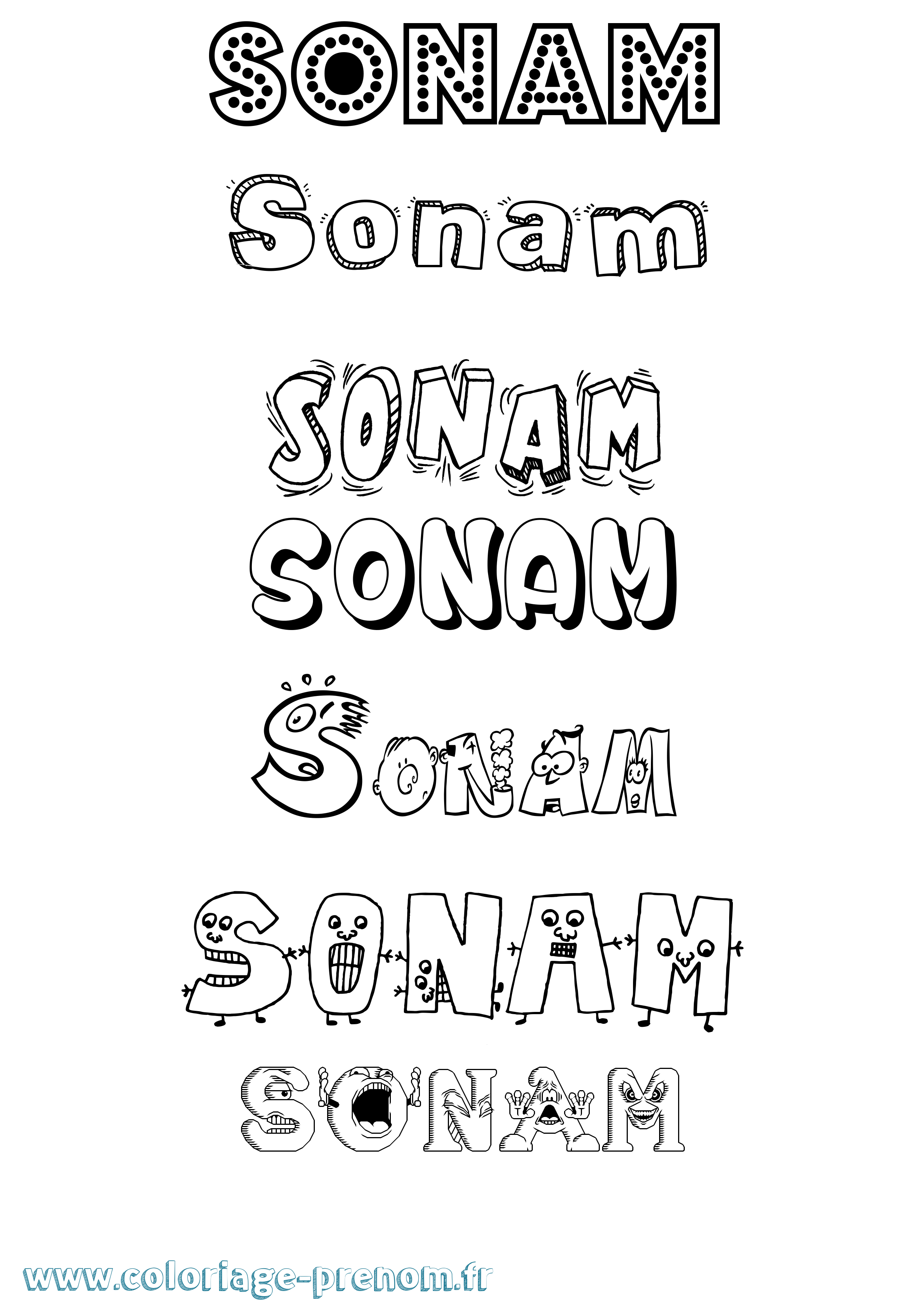 Coloriage Sonam Fun Coloriage prénom Sonam Fun