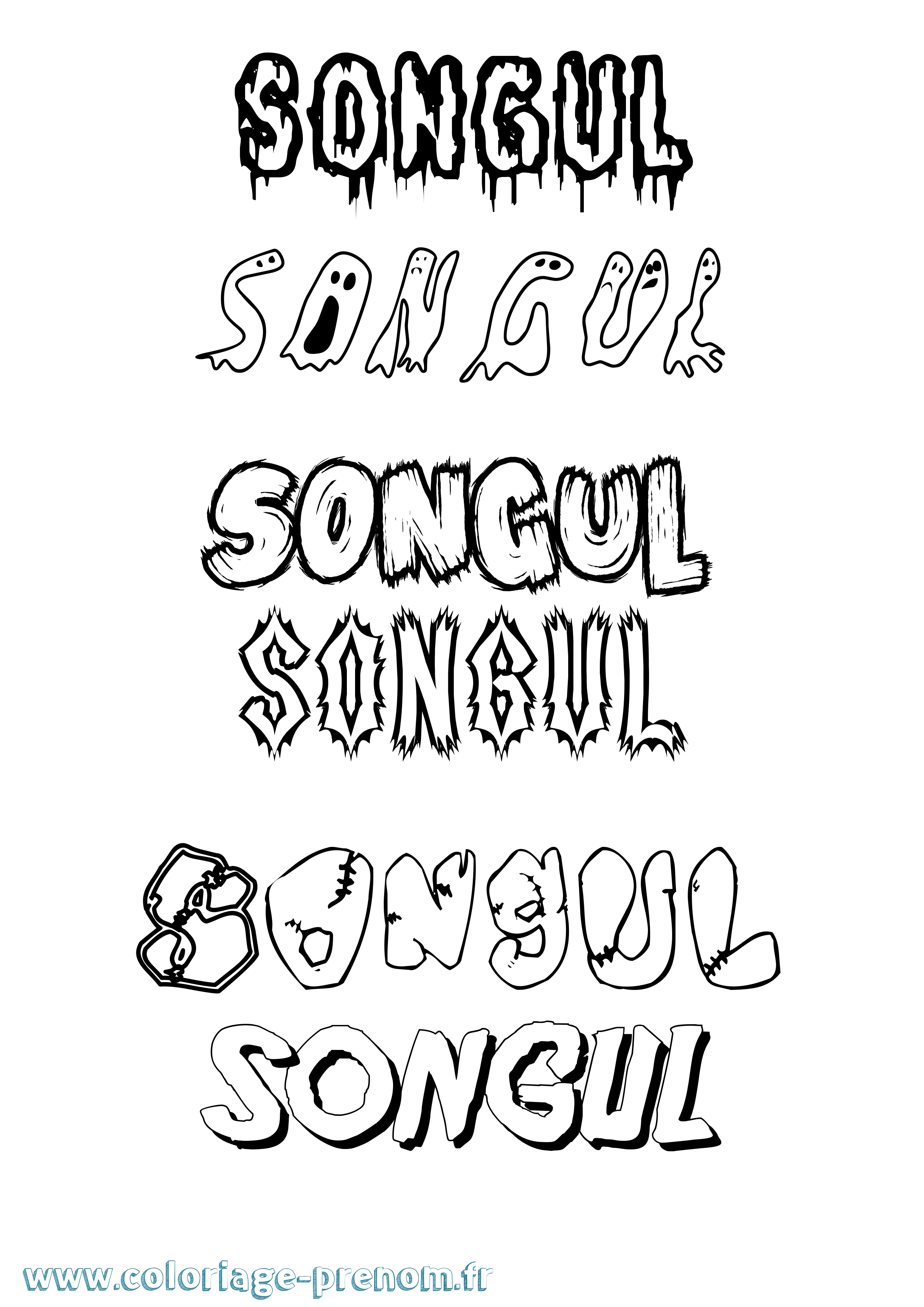 Coloriage Songul Frisson Coloriage prénom Songul Frisson