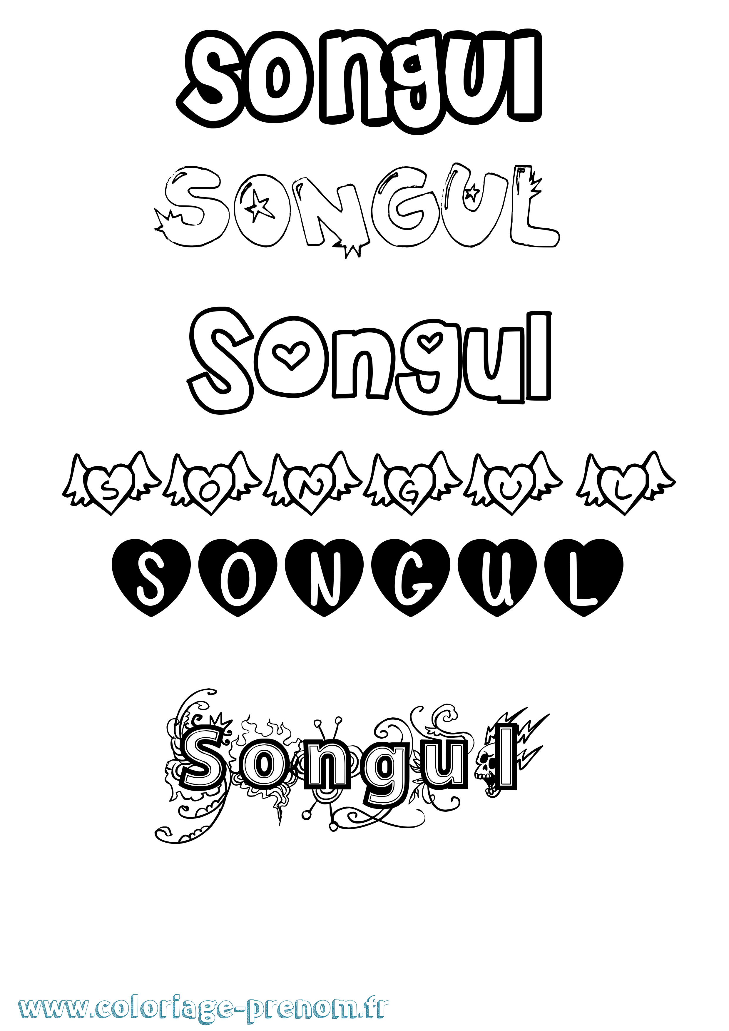 Coloriage Songul Girly Coloriage prénom Songul Girly