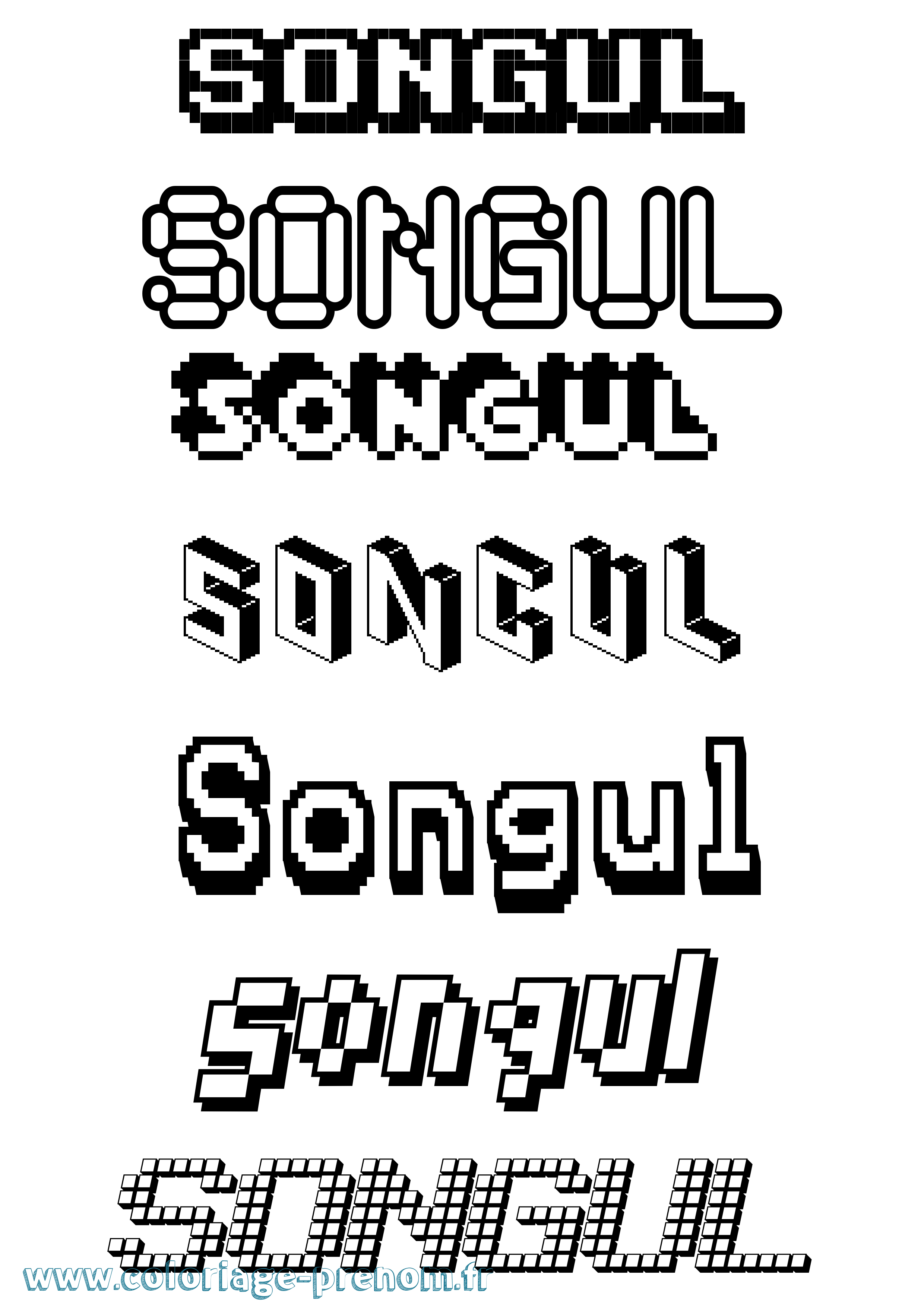 Coloriage Songul Pixel Coloriage prénom Songul Pixel