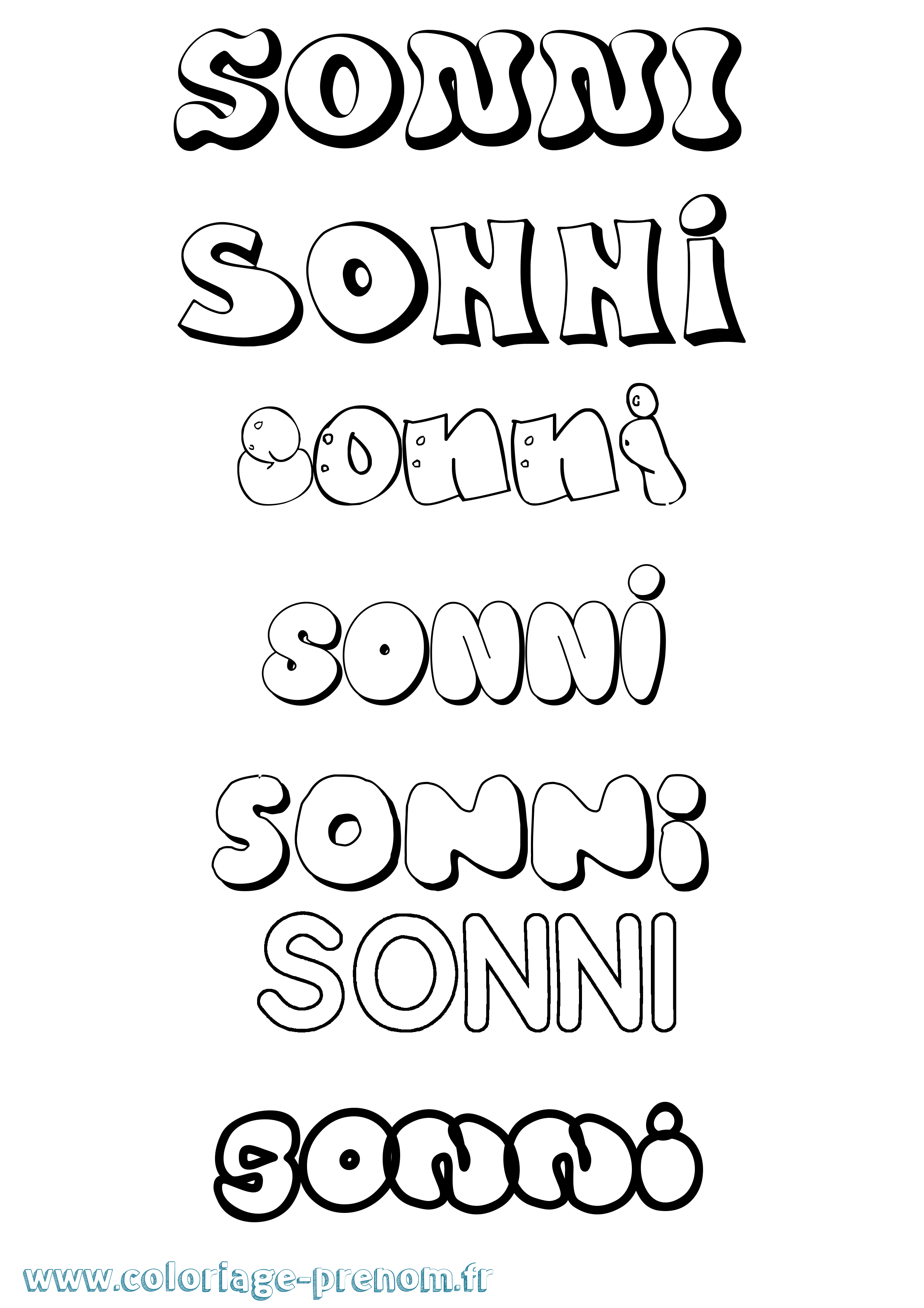Coloriage Sonni Bubble Coloriage prénom Sonni Bubble