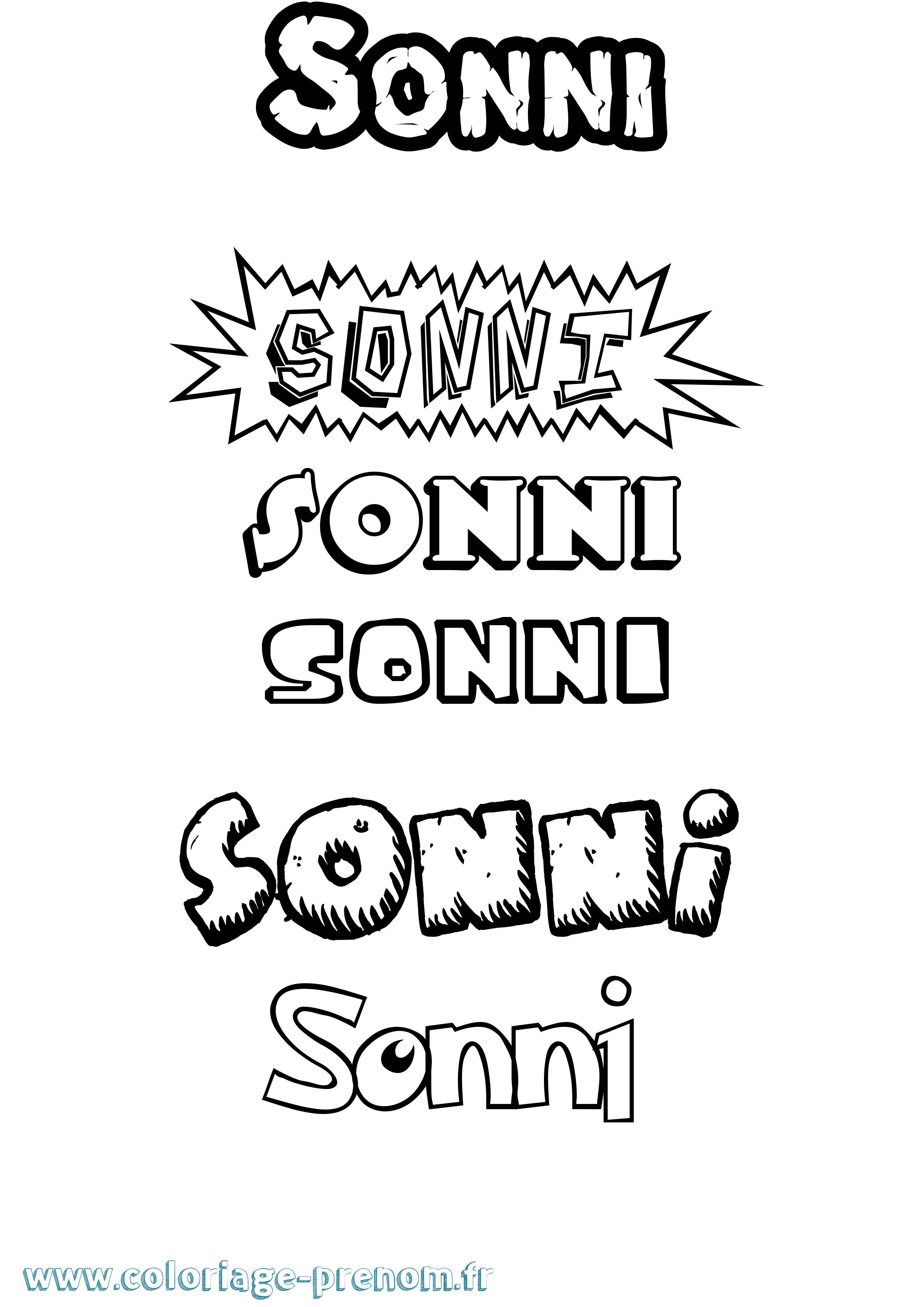 Coloriage Sonni Dessin Animé Coloriage prénom Sonni Dessin Animé