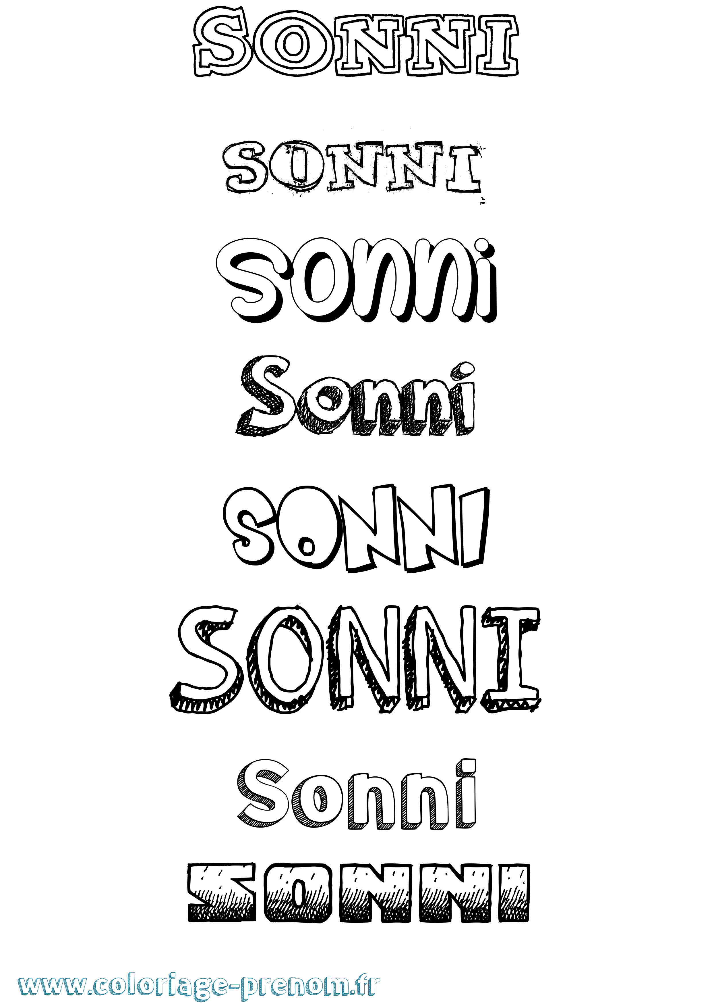Coloriage Sonni Dessiné Coloriage prénom Sonni Dessiné