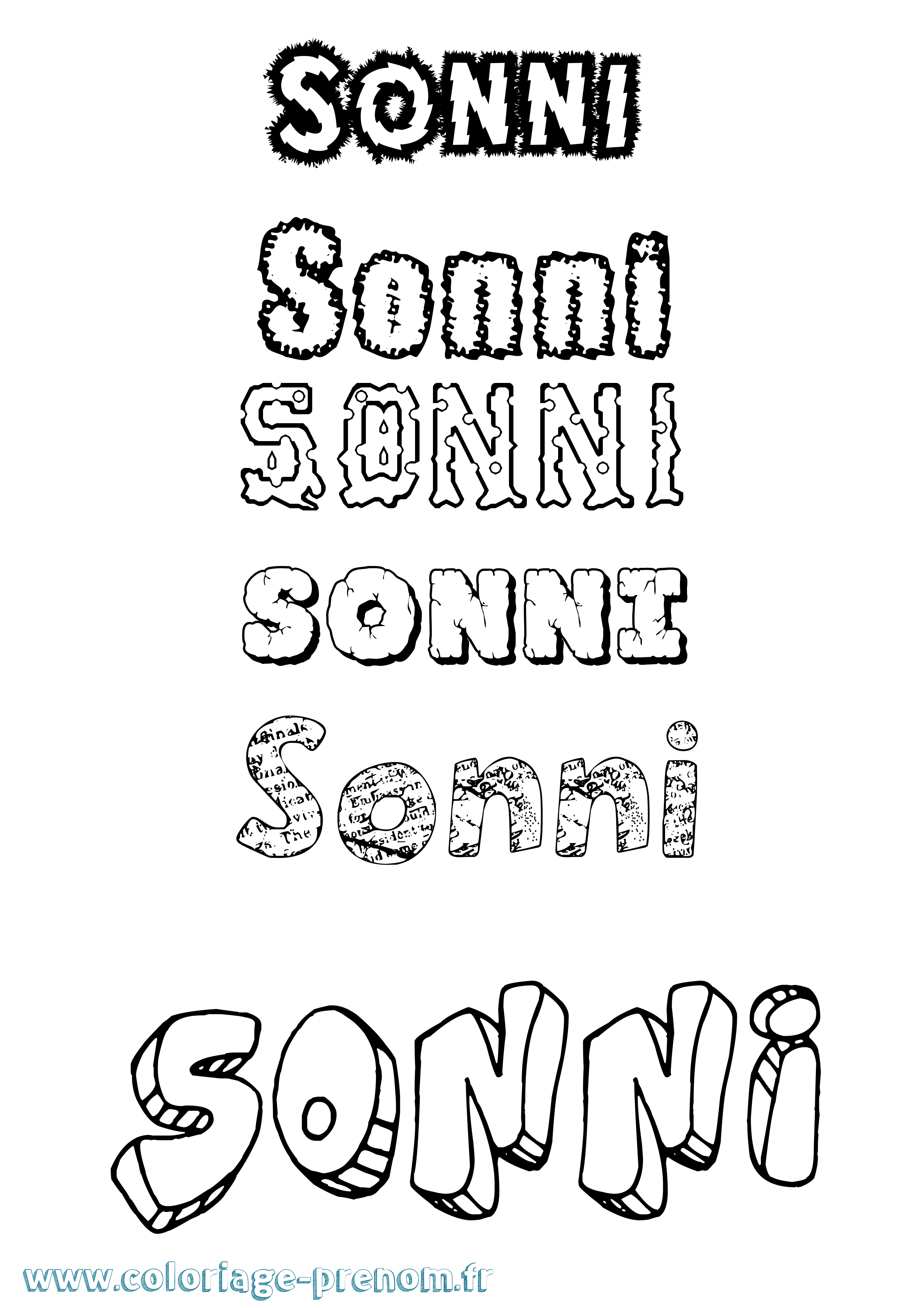 Coloriage Sonni Destructuré Coloriage prénom Sonni Destructuré