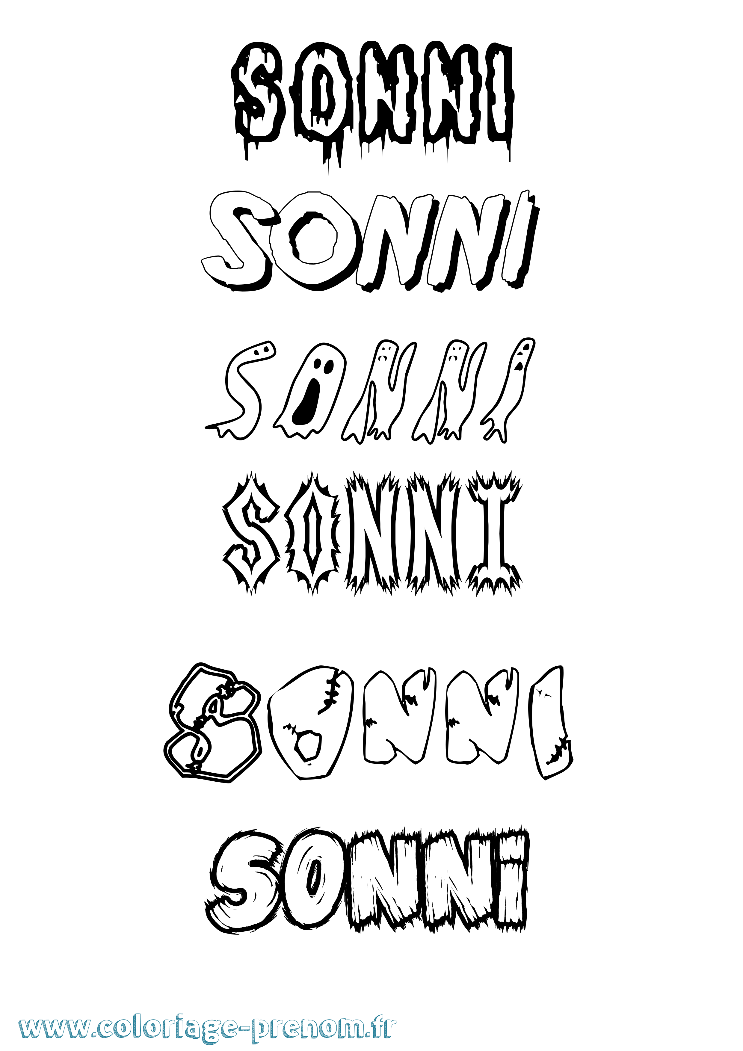 Coloriage Sonni Frisson Coloriage prénom Sonni Frisson