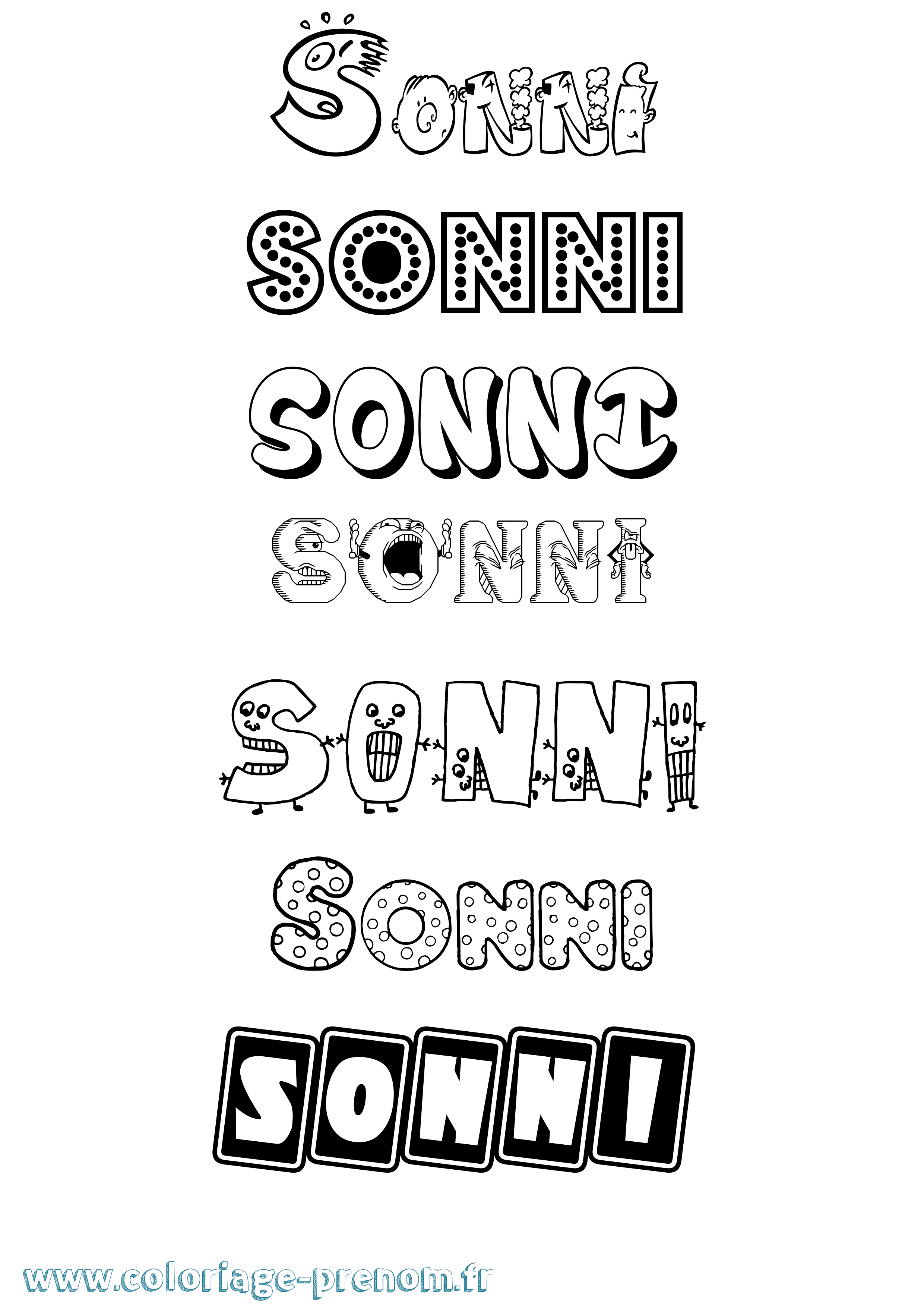 Coloriage Sonni Fun Coloriage prénom Sonni Fun