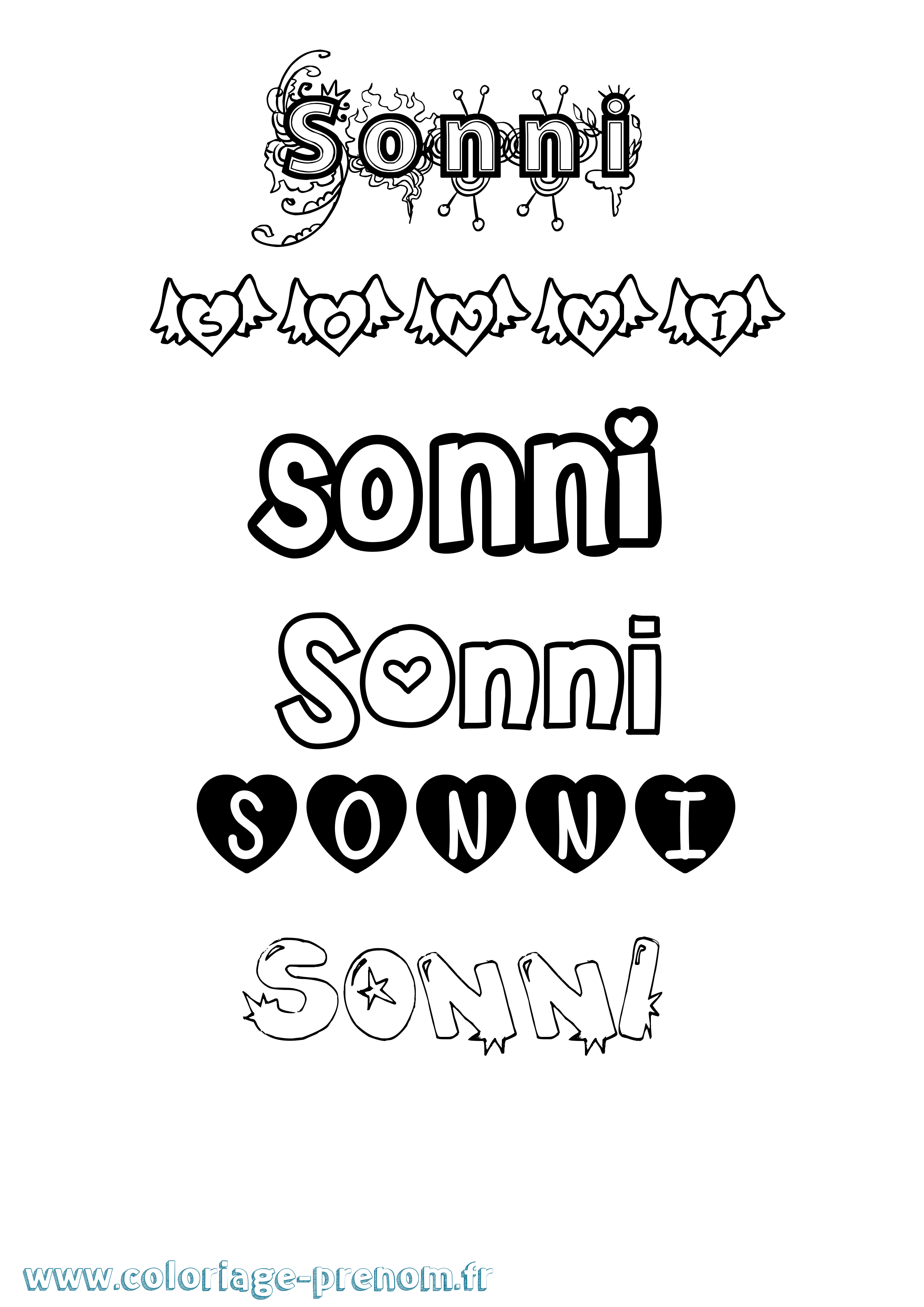 Coloriage Sonni Girly Coloriage prénom Sonni Girly