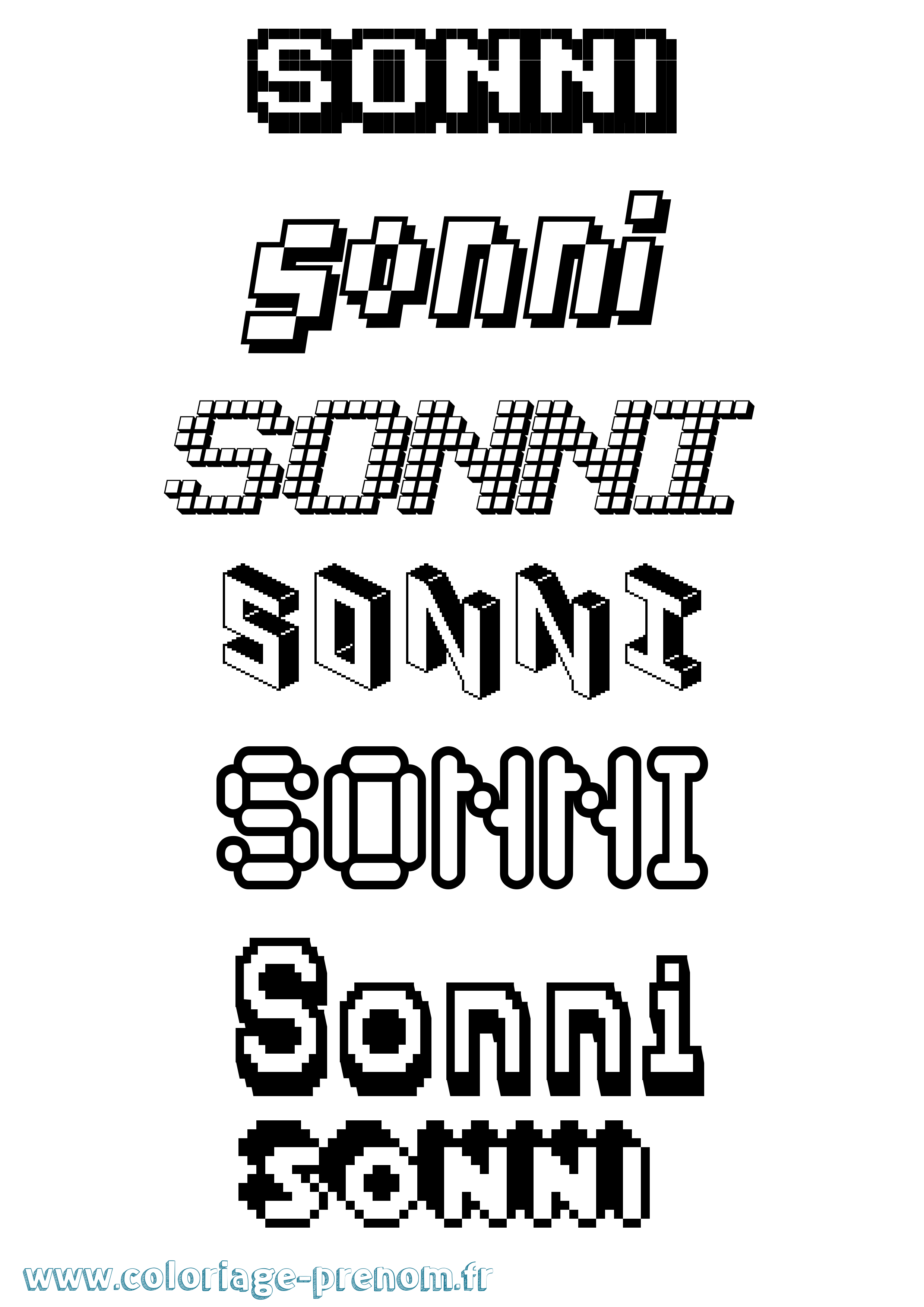 Coloriage Sonni Pixel Coloriage prénom Sonni Pixel