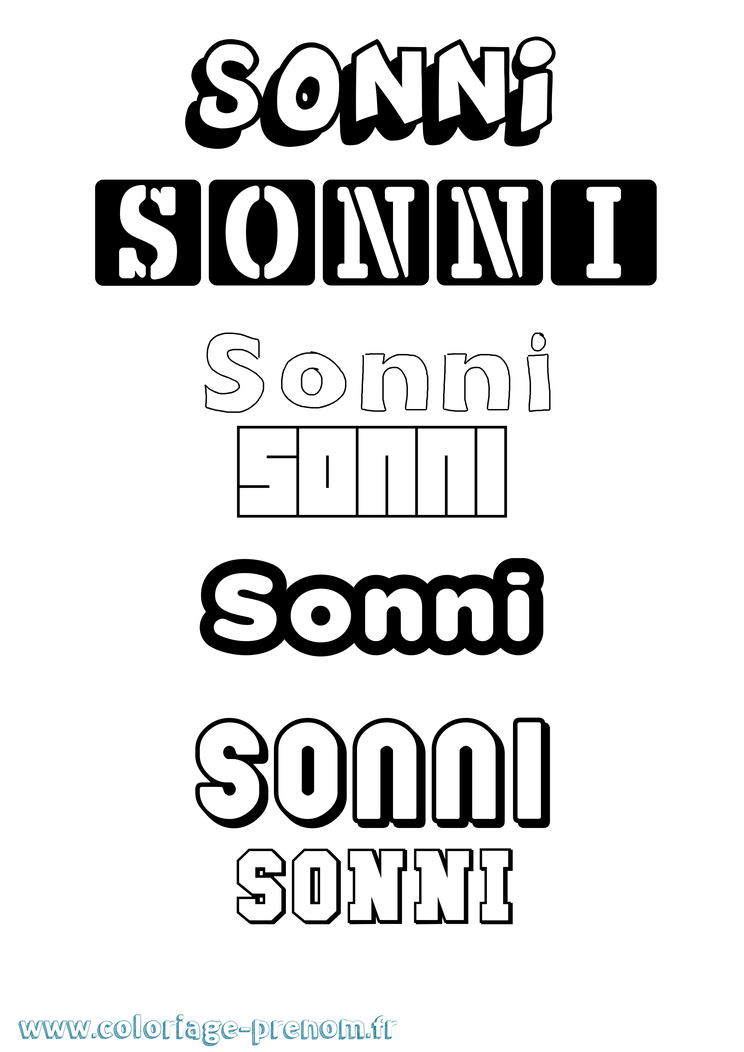 Coloriage Sonni Simple Coloriage prénom Sonni Simple