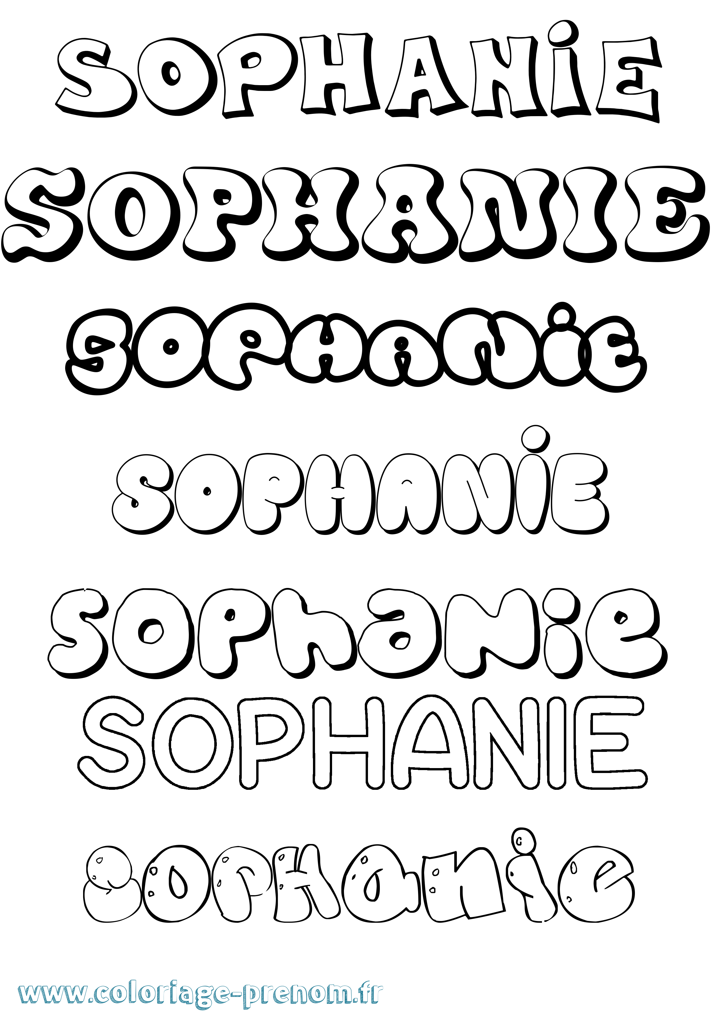Coloriage Sophanie Bubble Coloriage prénom Sophanie Bubble