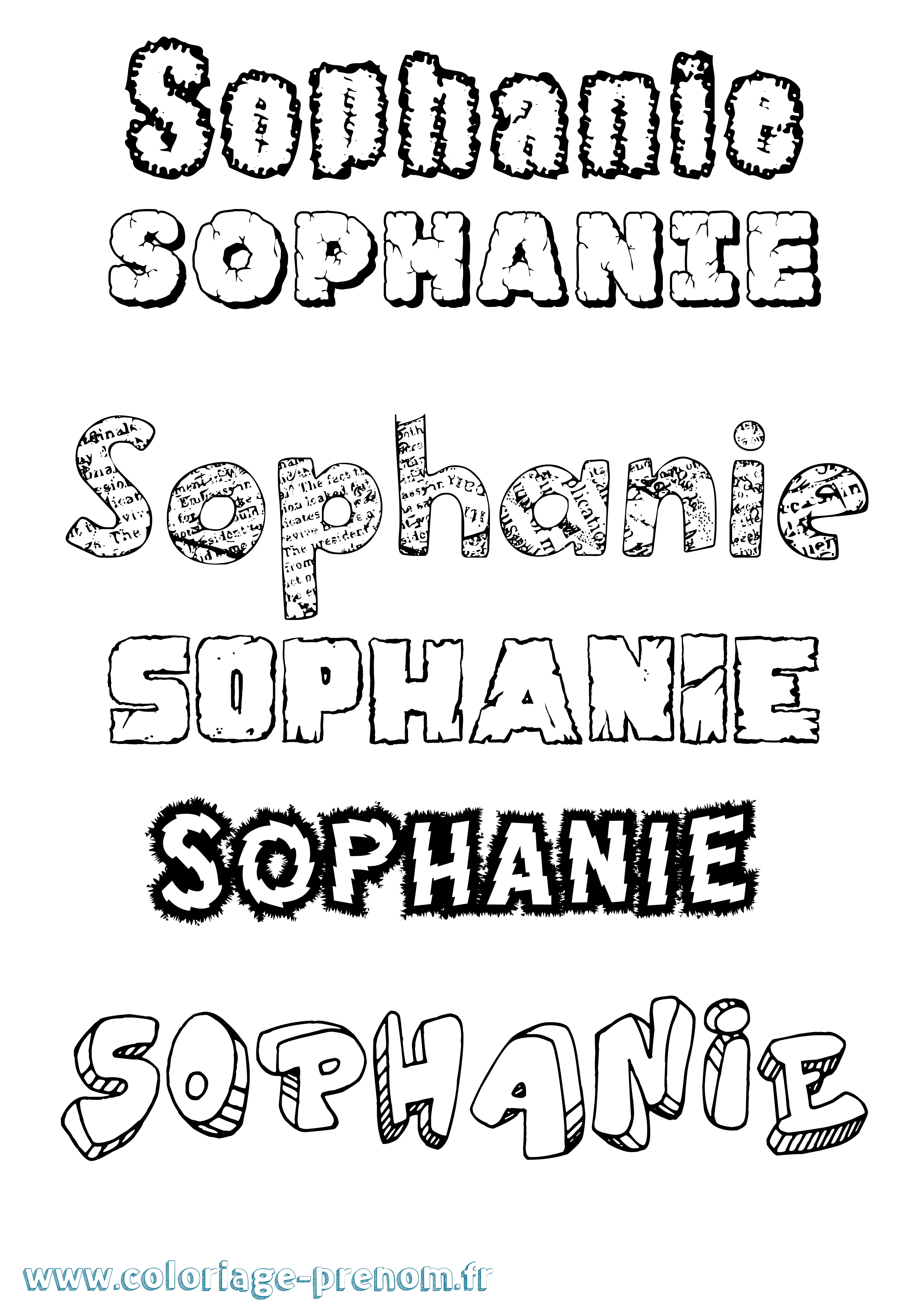 Coloriage Sophanie Destructuré Coloriage prénom Sophanie Destructuré