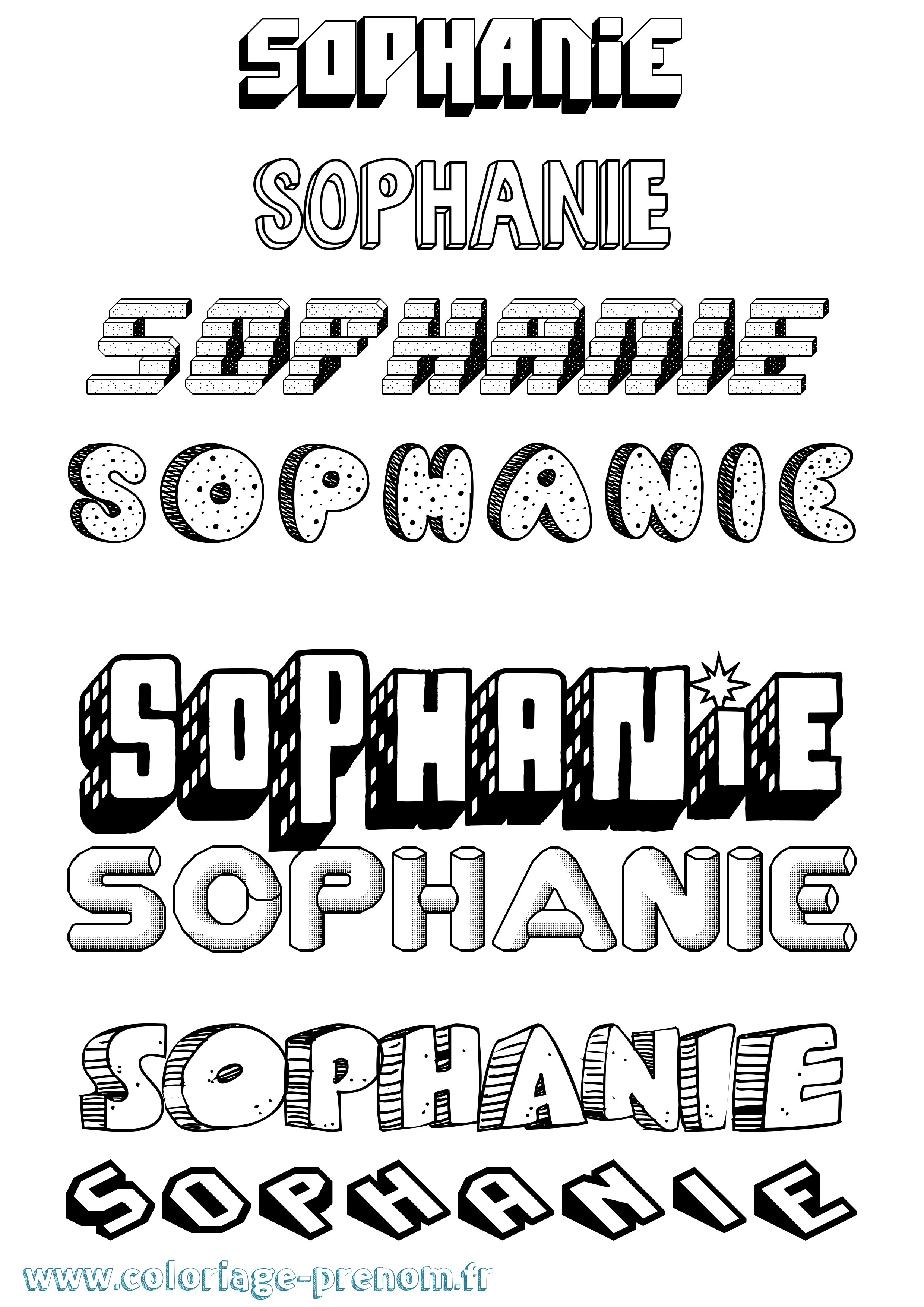 Coloriage Sophanie Effet 3D Coloriage prénom Sophanie Effet 3D