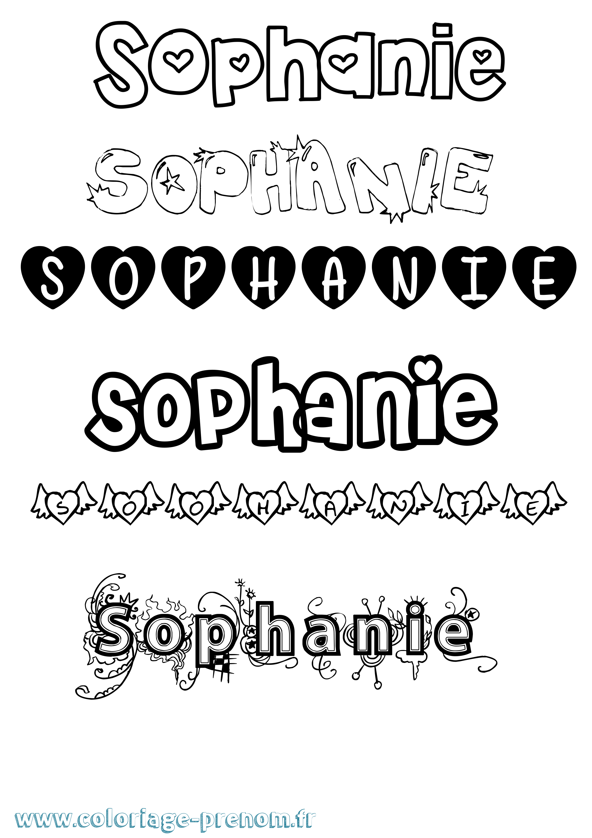 Coloriage Sophanie Girly Coloriage prénom Sophanie Girly