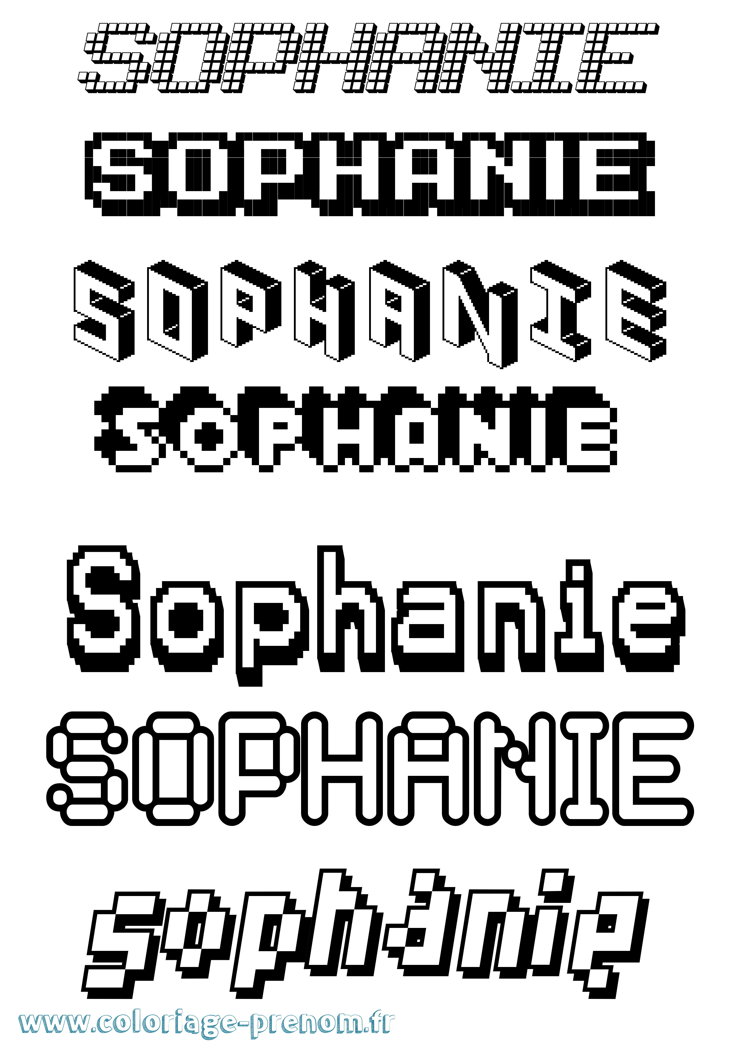Coloriage Sophanie Pixel Coloriage prénom Sophanie Pixel