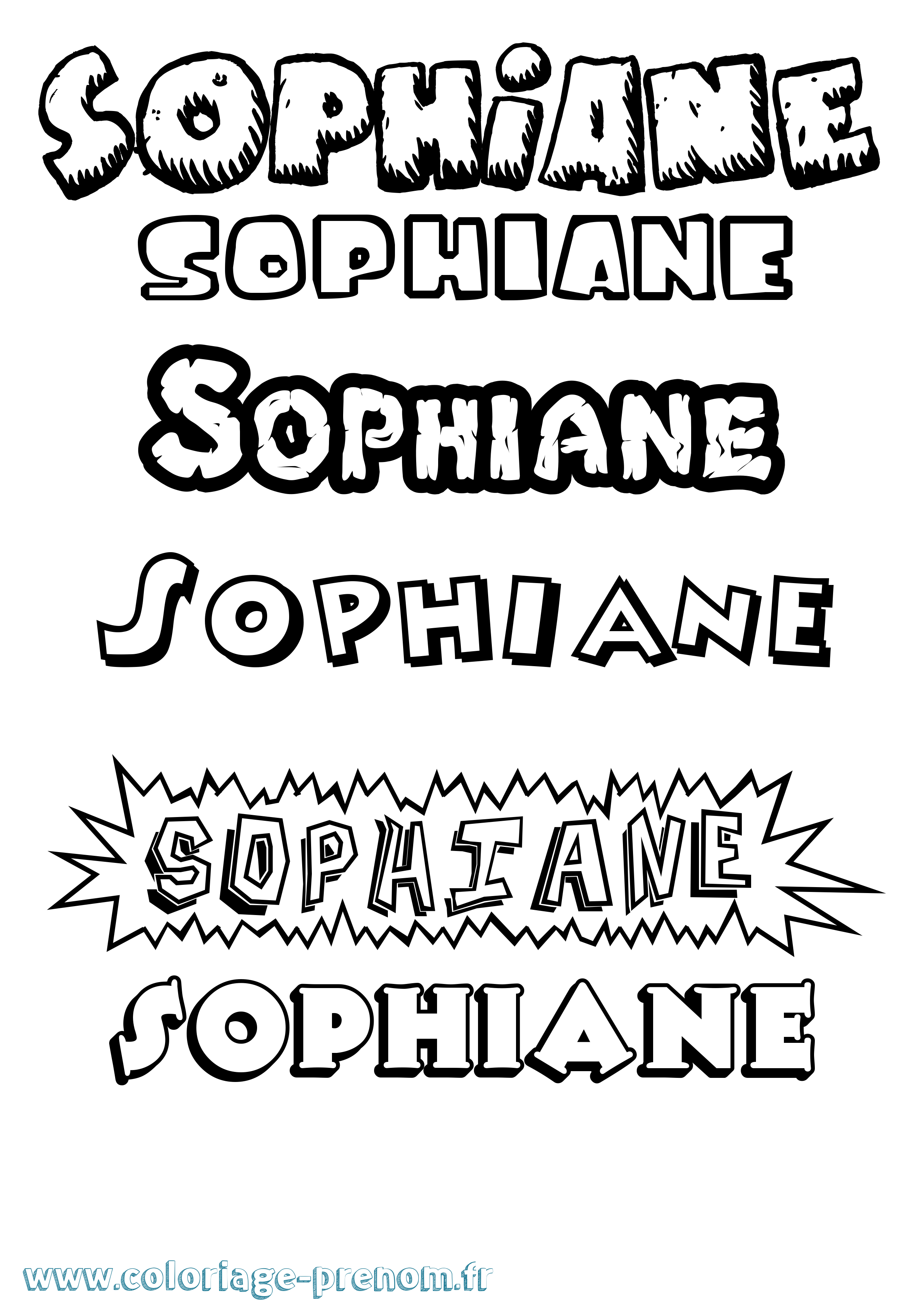 Coloriage Sophiane Dessin Animé Coloriage prénom Sophiane Dessin Animé