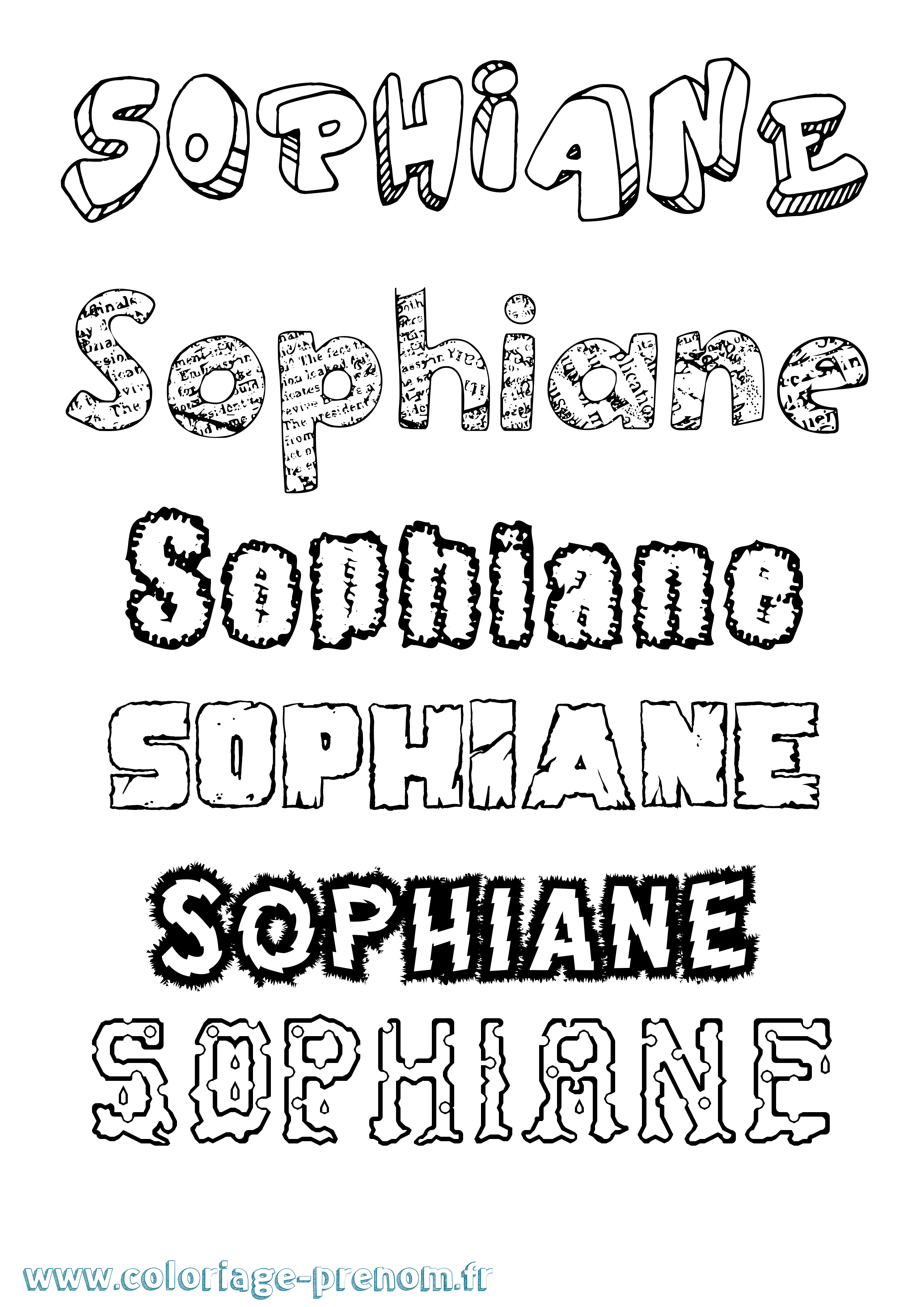 Coloriage Sophiane Destructuré Coloriage prénom Sophiane Destructuré