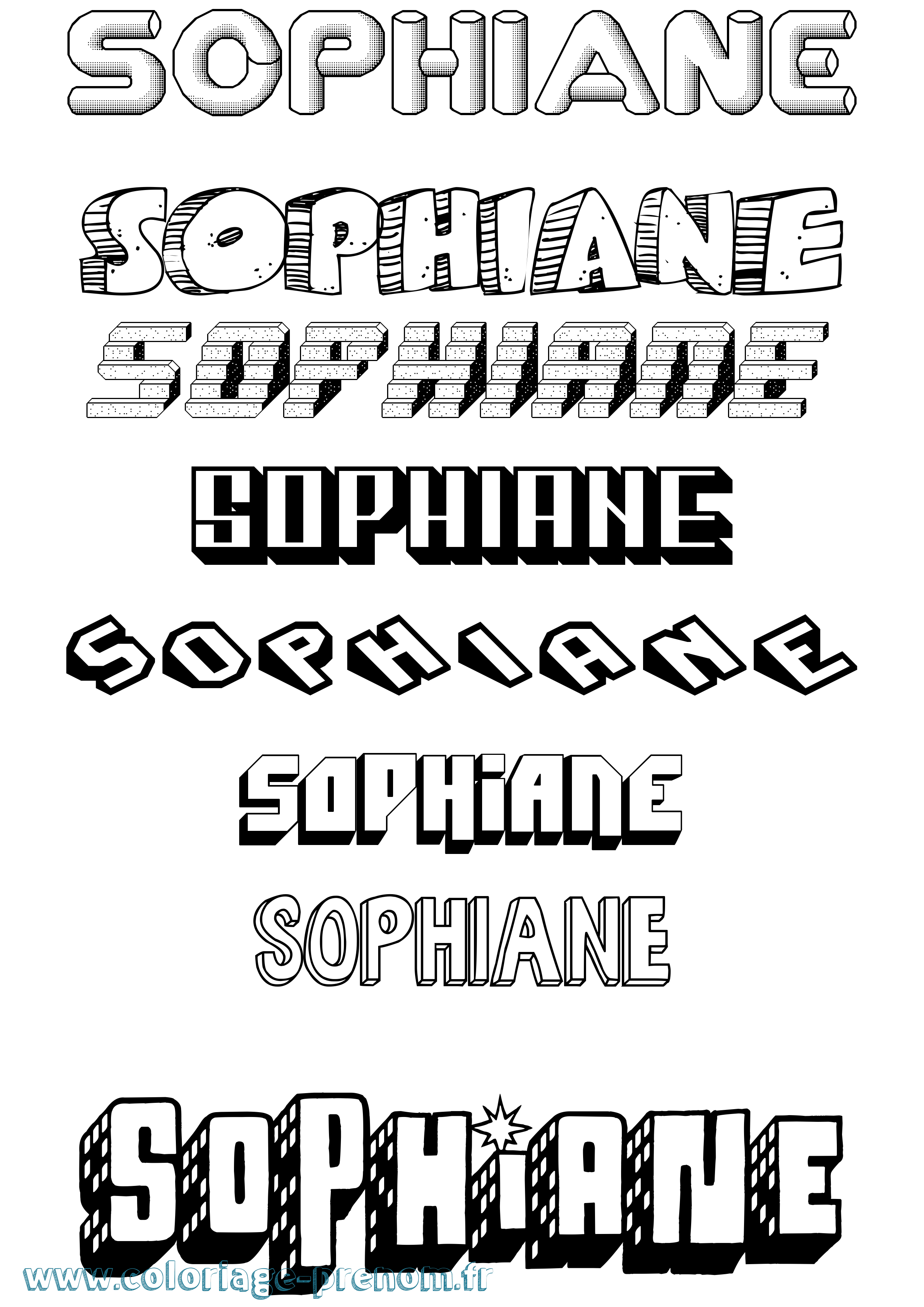 Coloriage Sophiane Effet 3D Coloriage prénom Sophiane Effet 3D