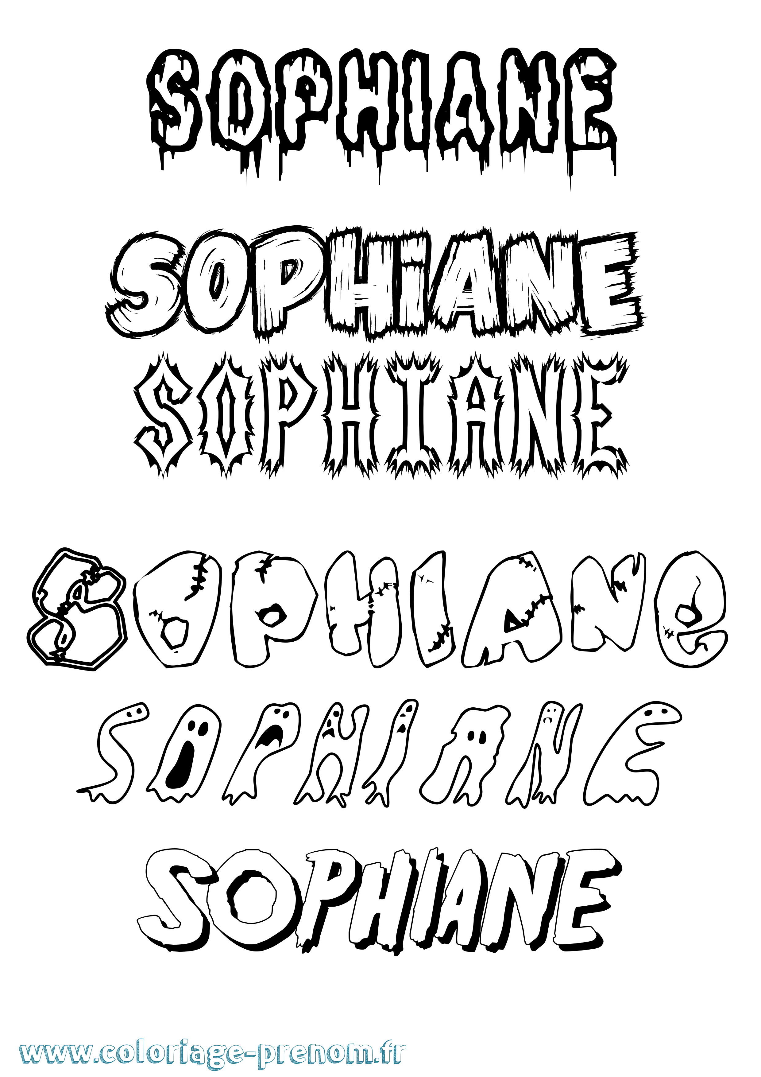 Coloriage Sophiane Frisson Coloriage prénom Sophiane Frisson