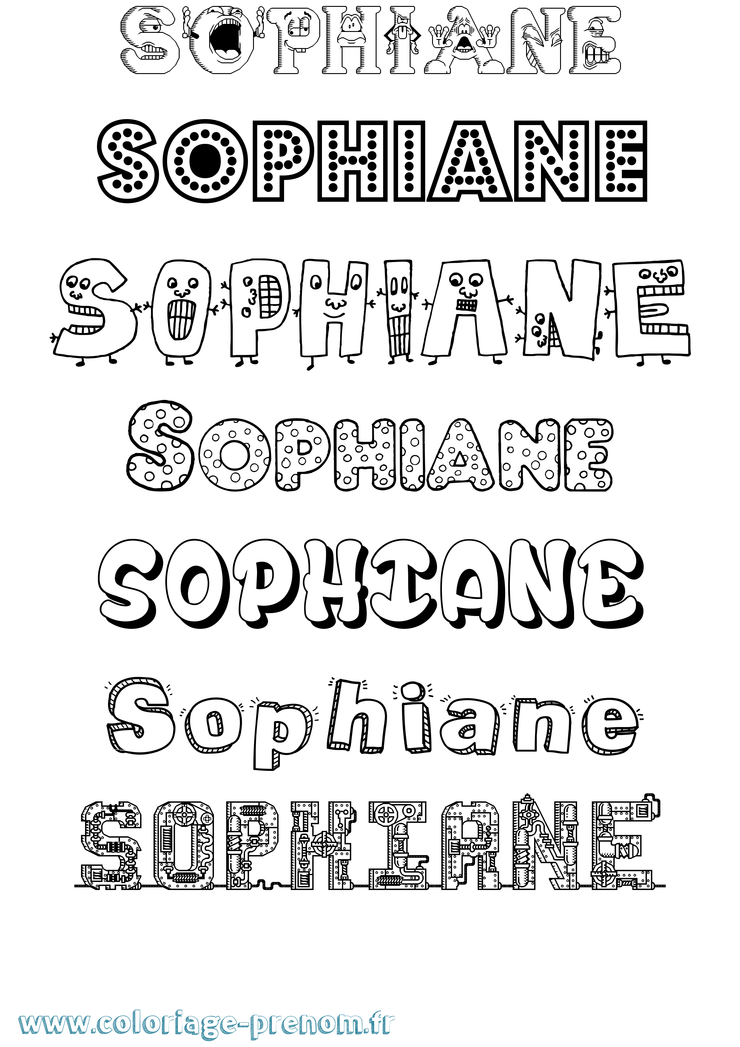 Coloriage Sophiane Fun Coloriage prénom Sophiane Fun