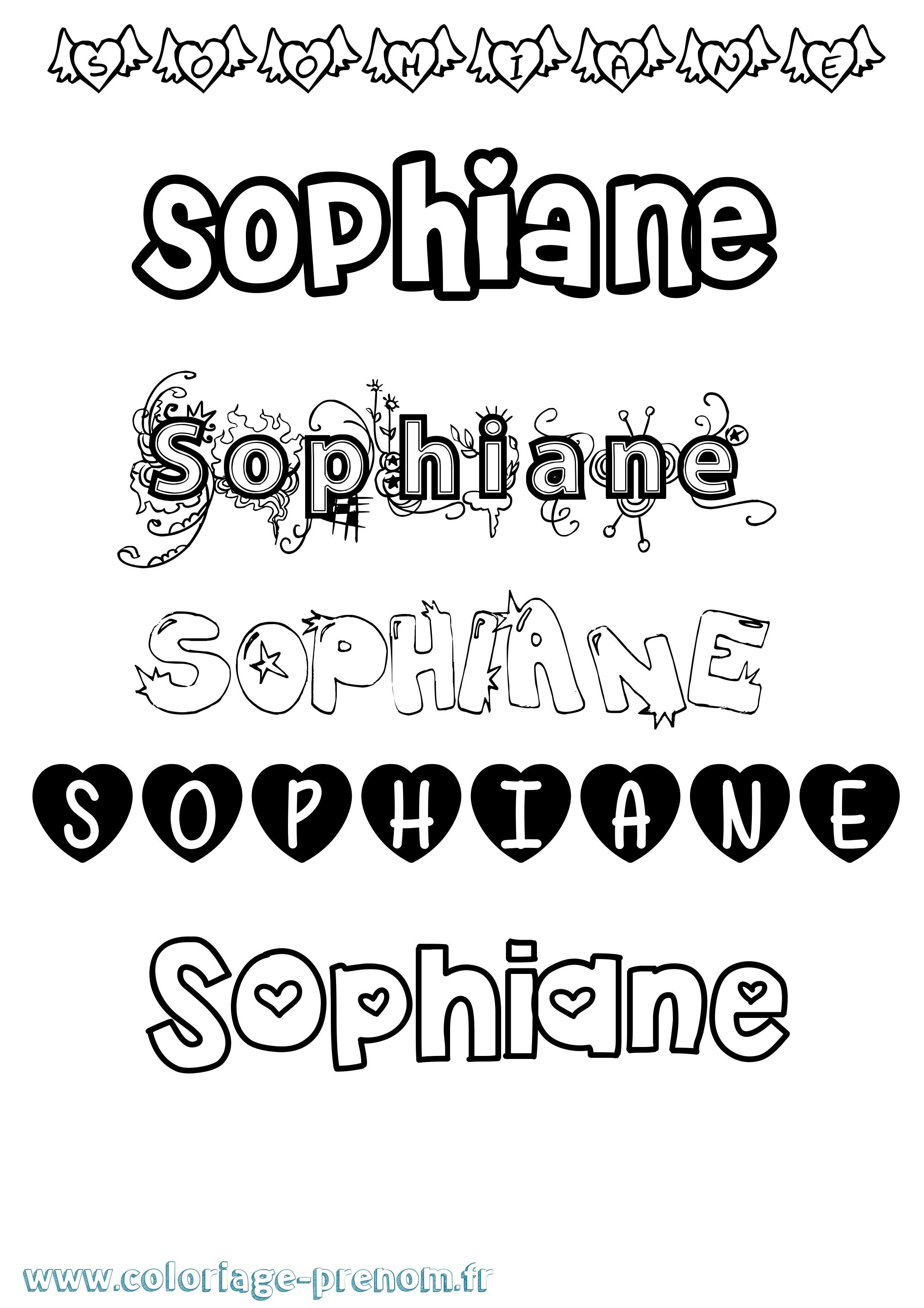 Coloriage Sophiane Girly Coloriage prénom Sophiane Girly