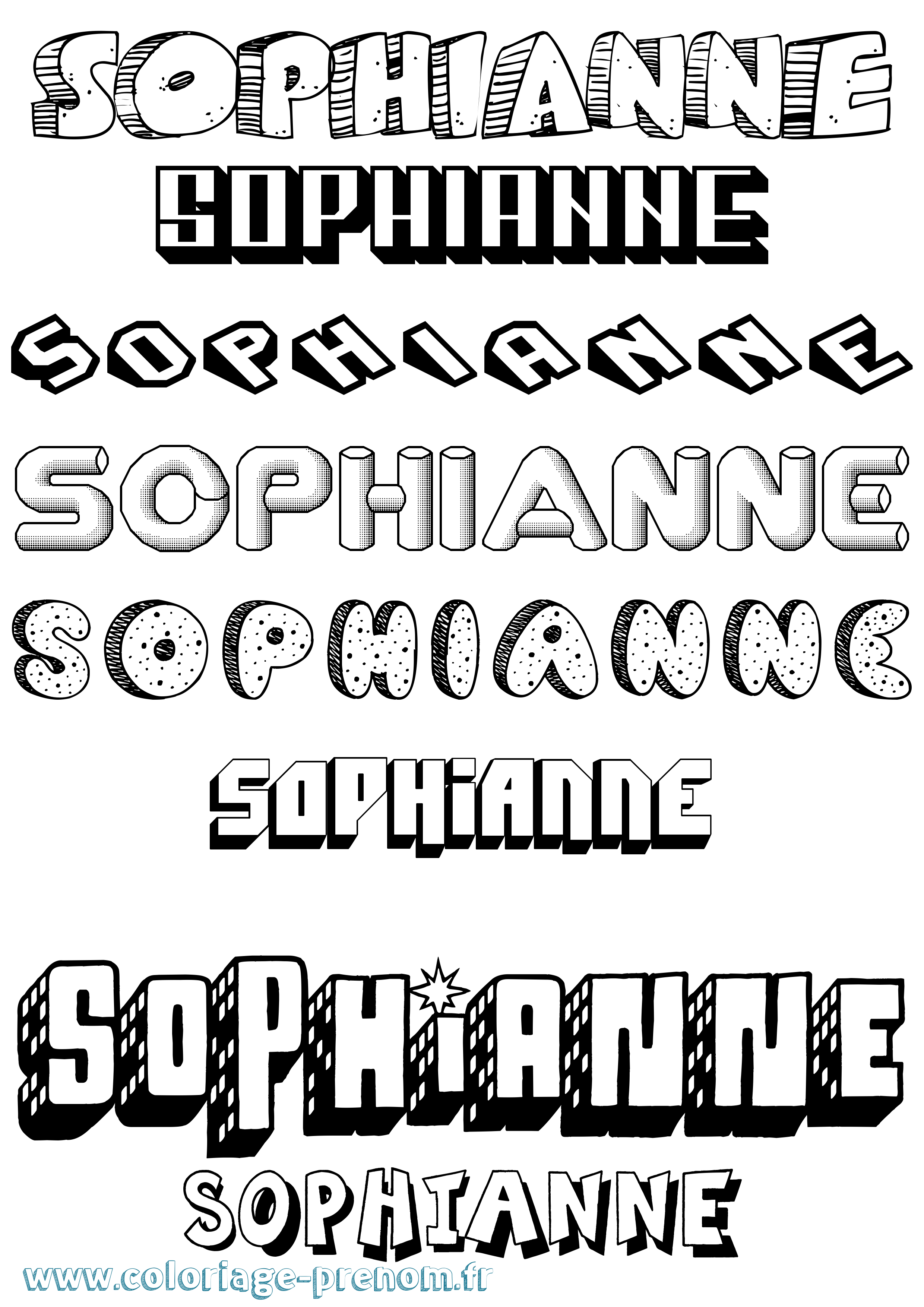 Coloriage Sophianne Effet 3D Coloriage prénom Sophianne Effet 3D