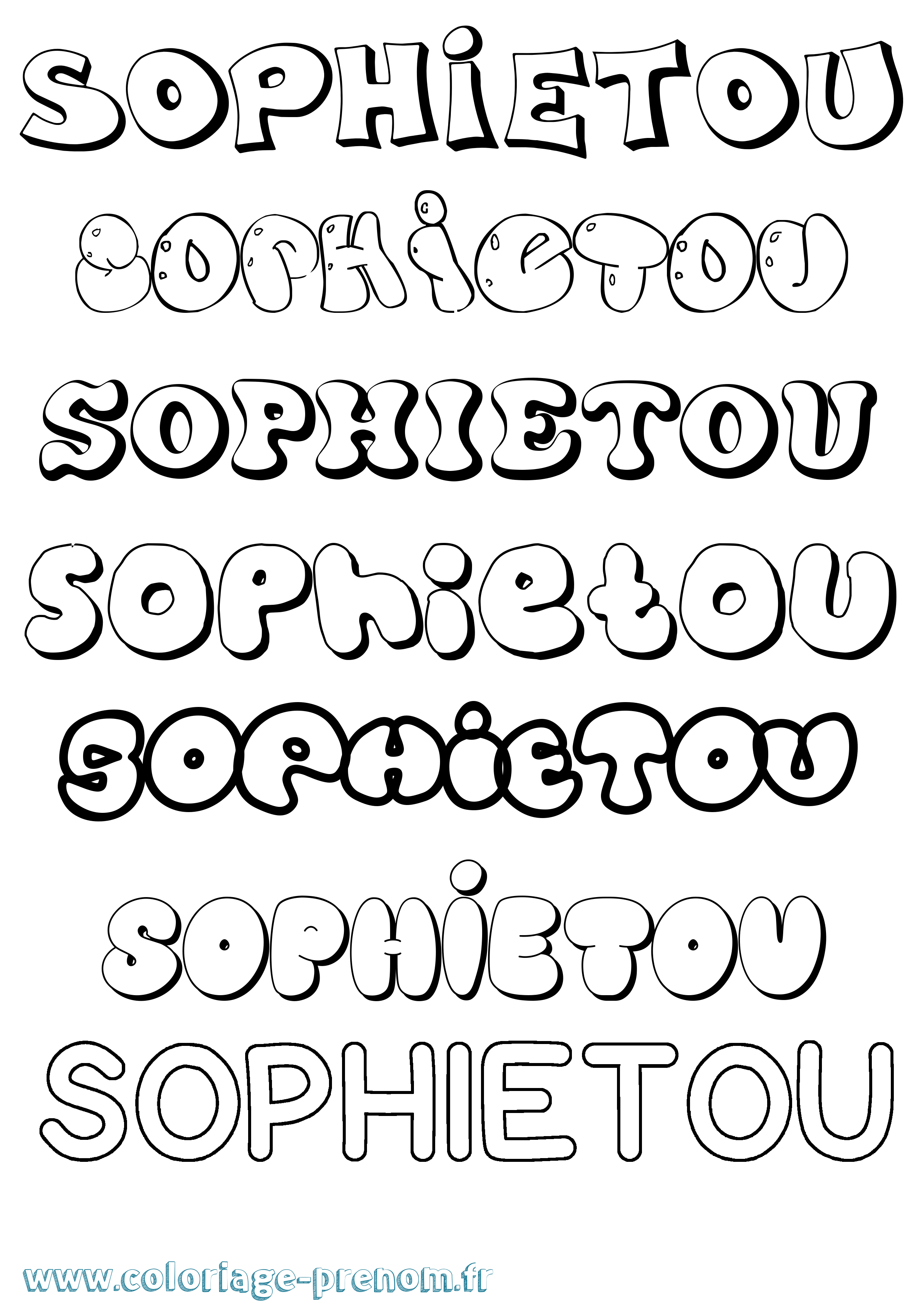 Coloriage Sophietou Bubble Coloriage prénom Sophietou Bubble