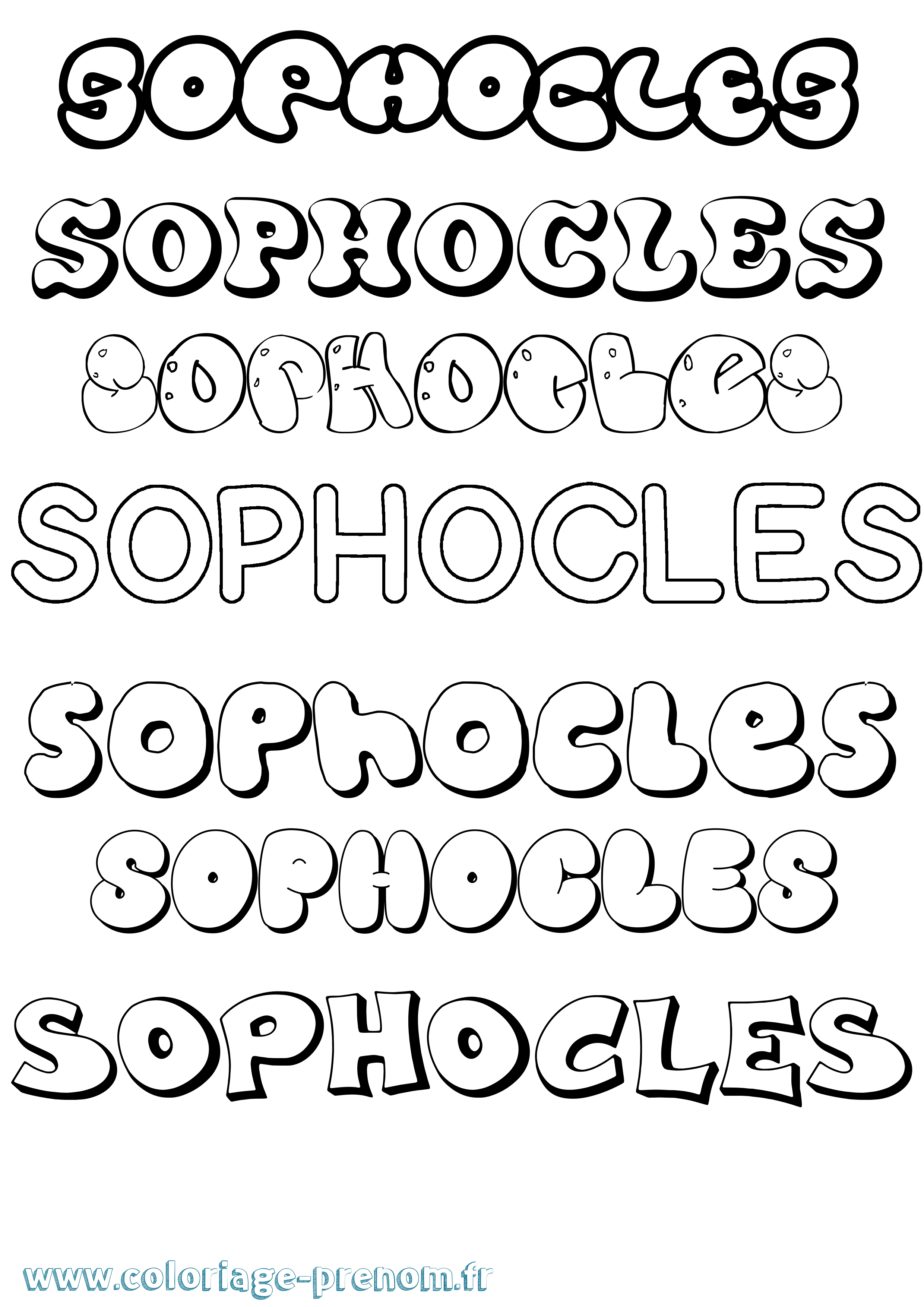 Coloriage Sophocles Bubble Coloriage prénom Sophocles Bubble