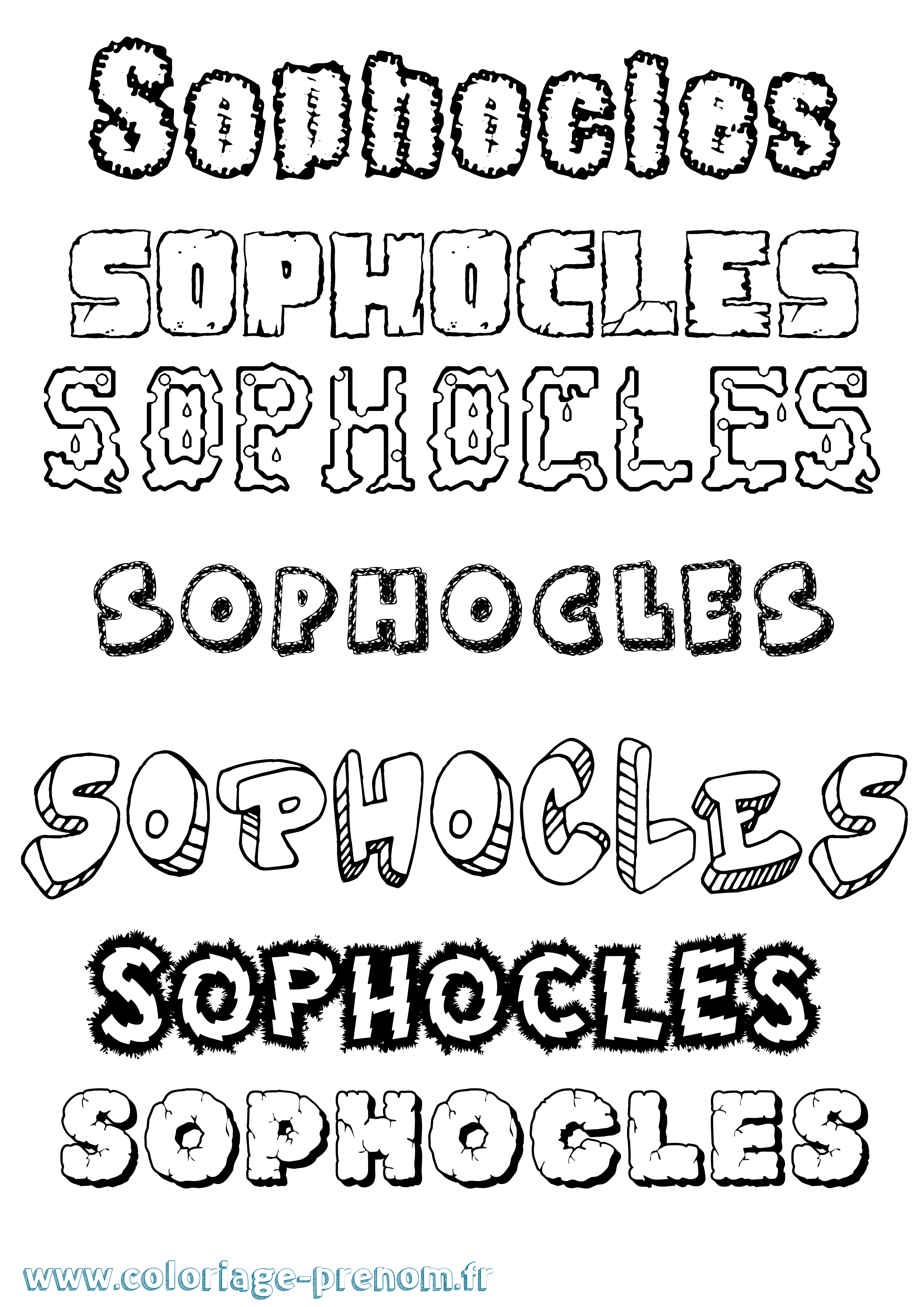 Coloriage Sophocles Destructuré Coloriage prénom Sophocles Destructuré