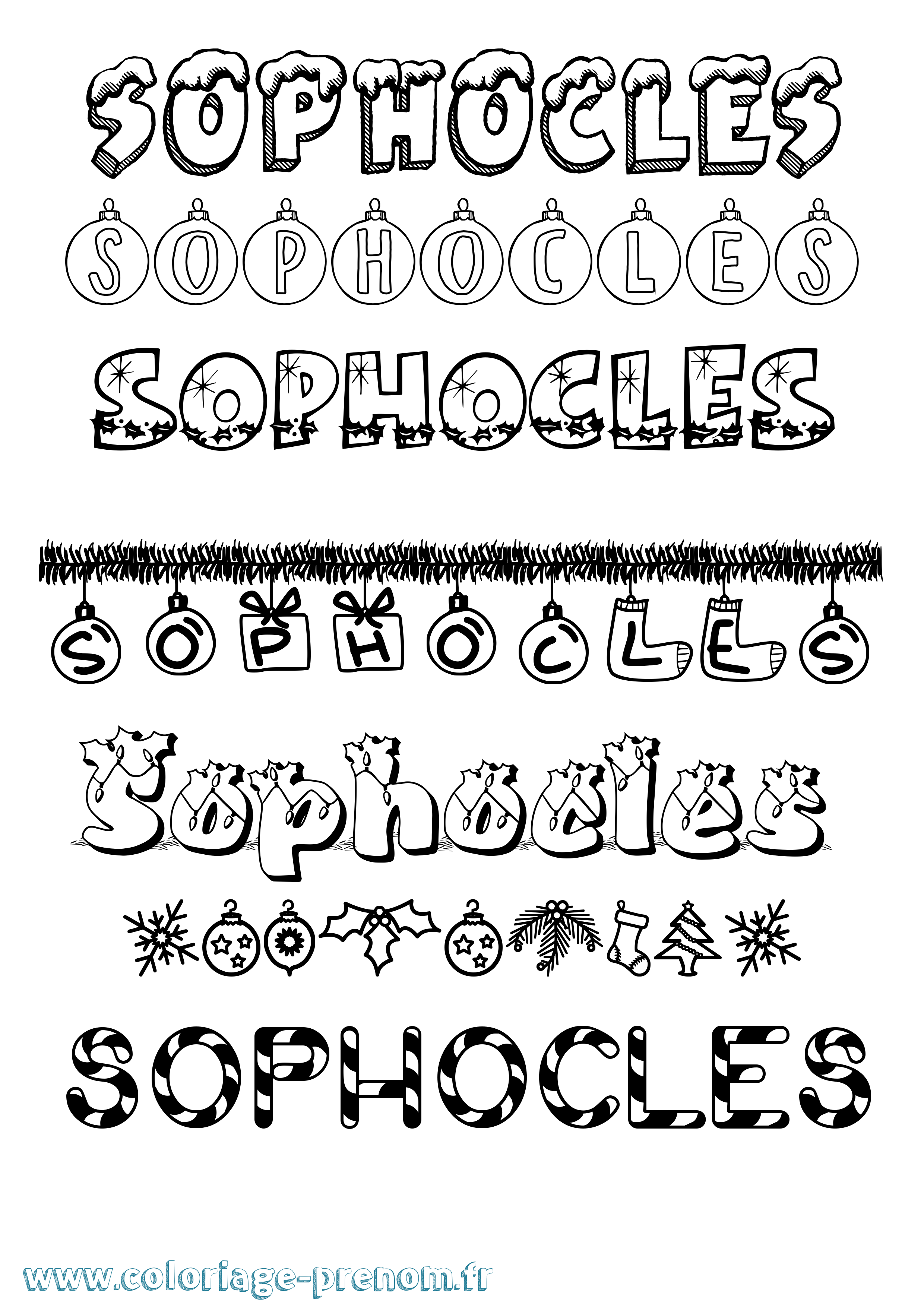 Coloriage Sophocles Noël Coloriage prénom Sophocles Noël
