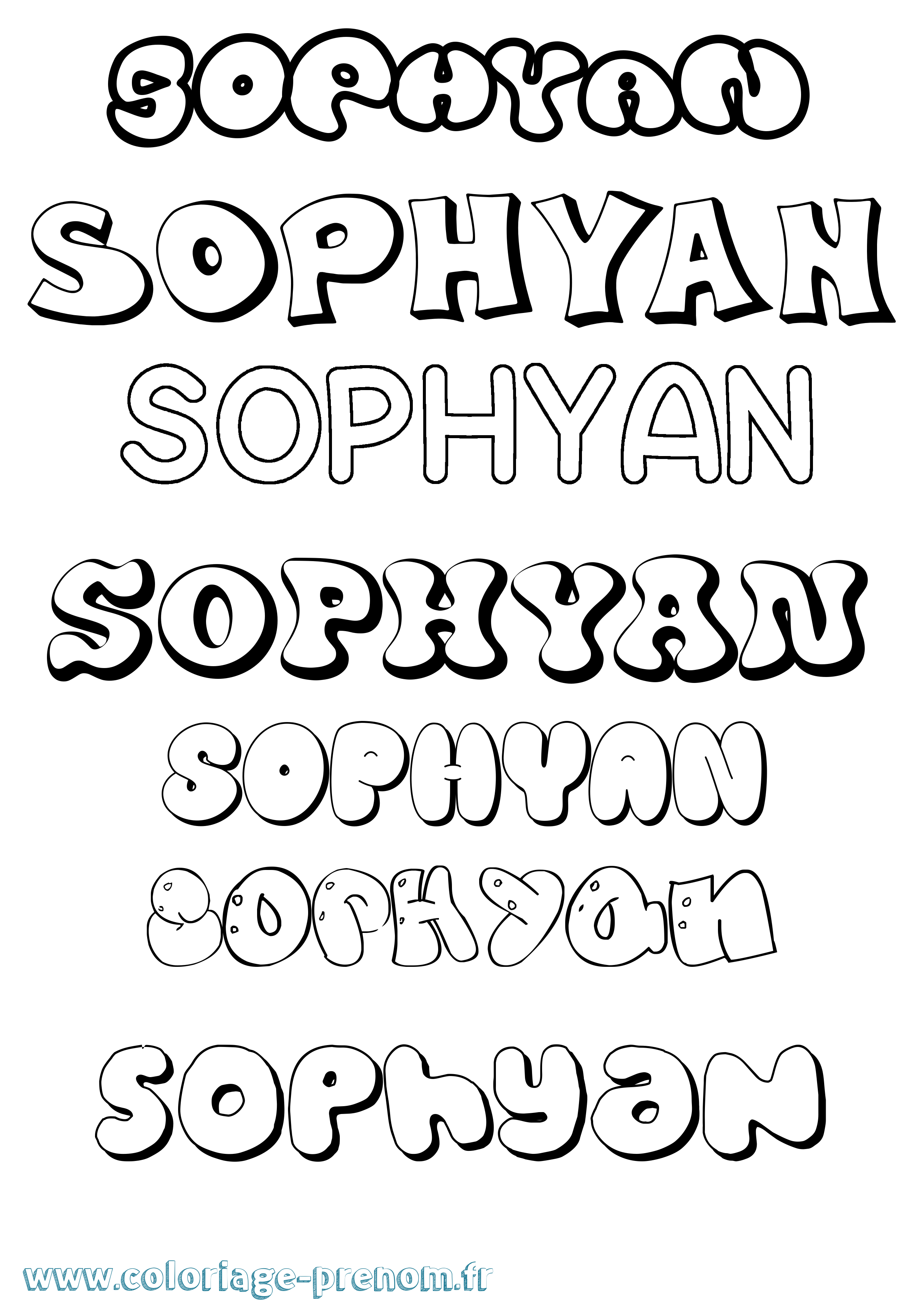 Coloriage Sophyan Bubble Coloriage prénom Sophyan Bubble