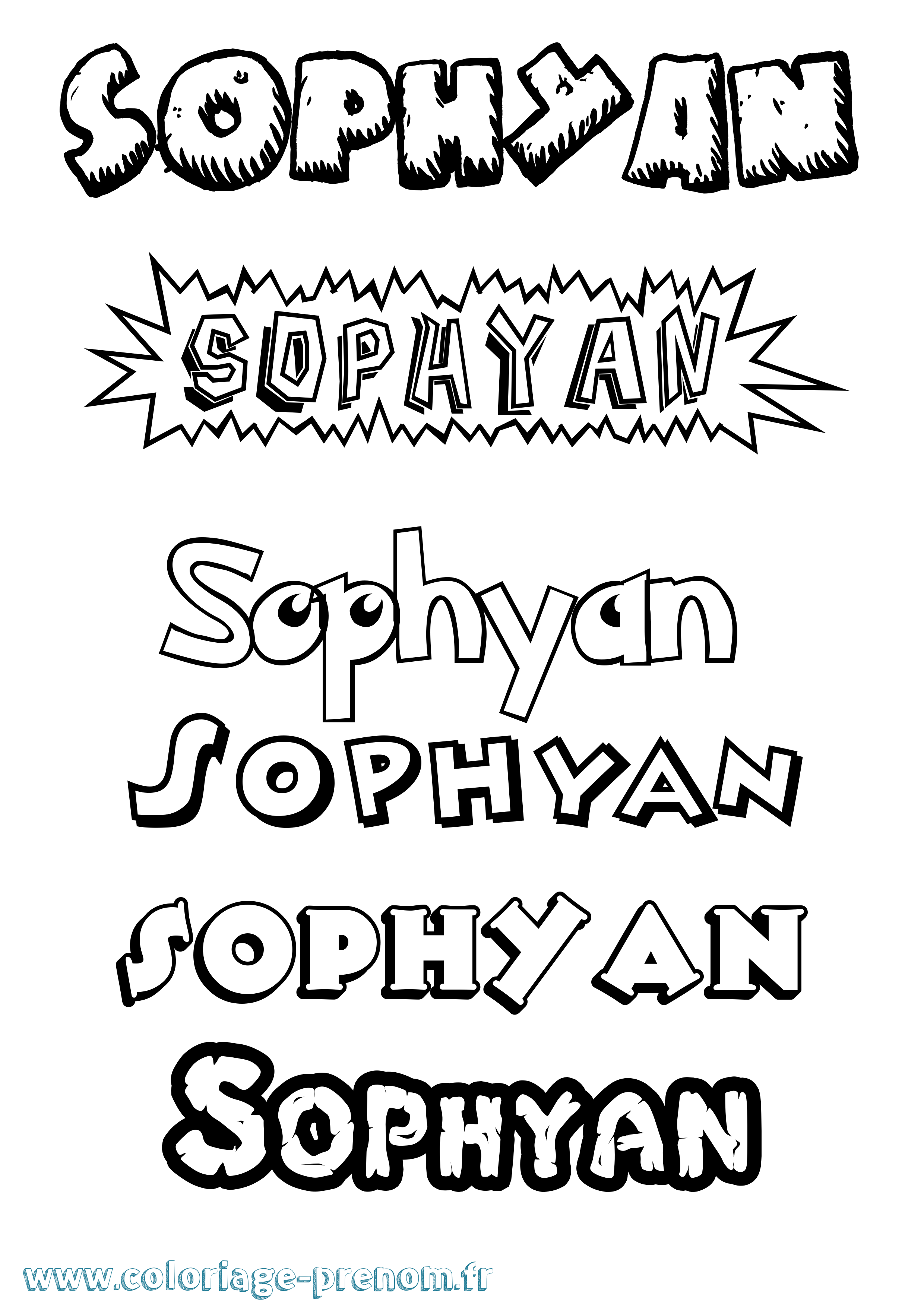 Coloriage Sophyan Dessin Animé Coloriage prénom Sophyan Dessin Animé