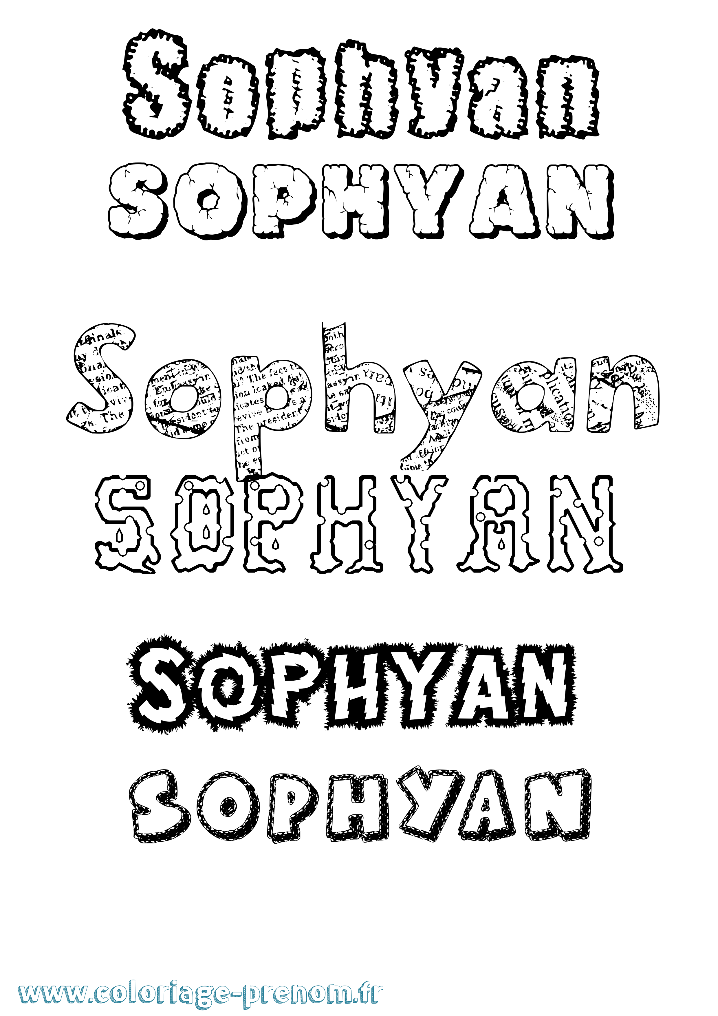 Coloriage Sophyan Destructuré Coloriage prénom Sophyan Destructuré