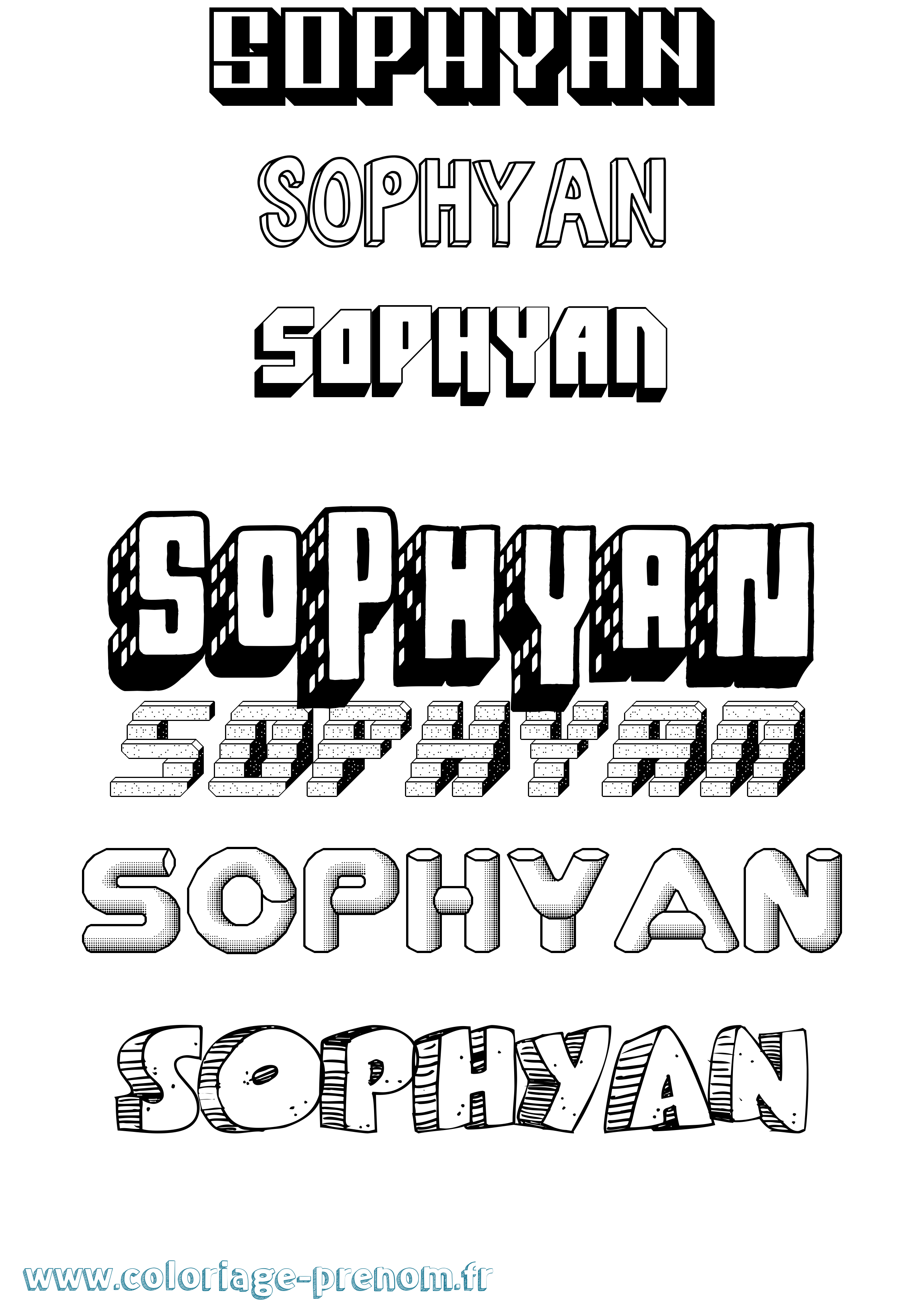 Coloriage Sophyan Effet 3D Coloriage prénom Sophyan Effet 3D