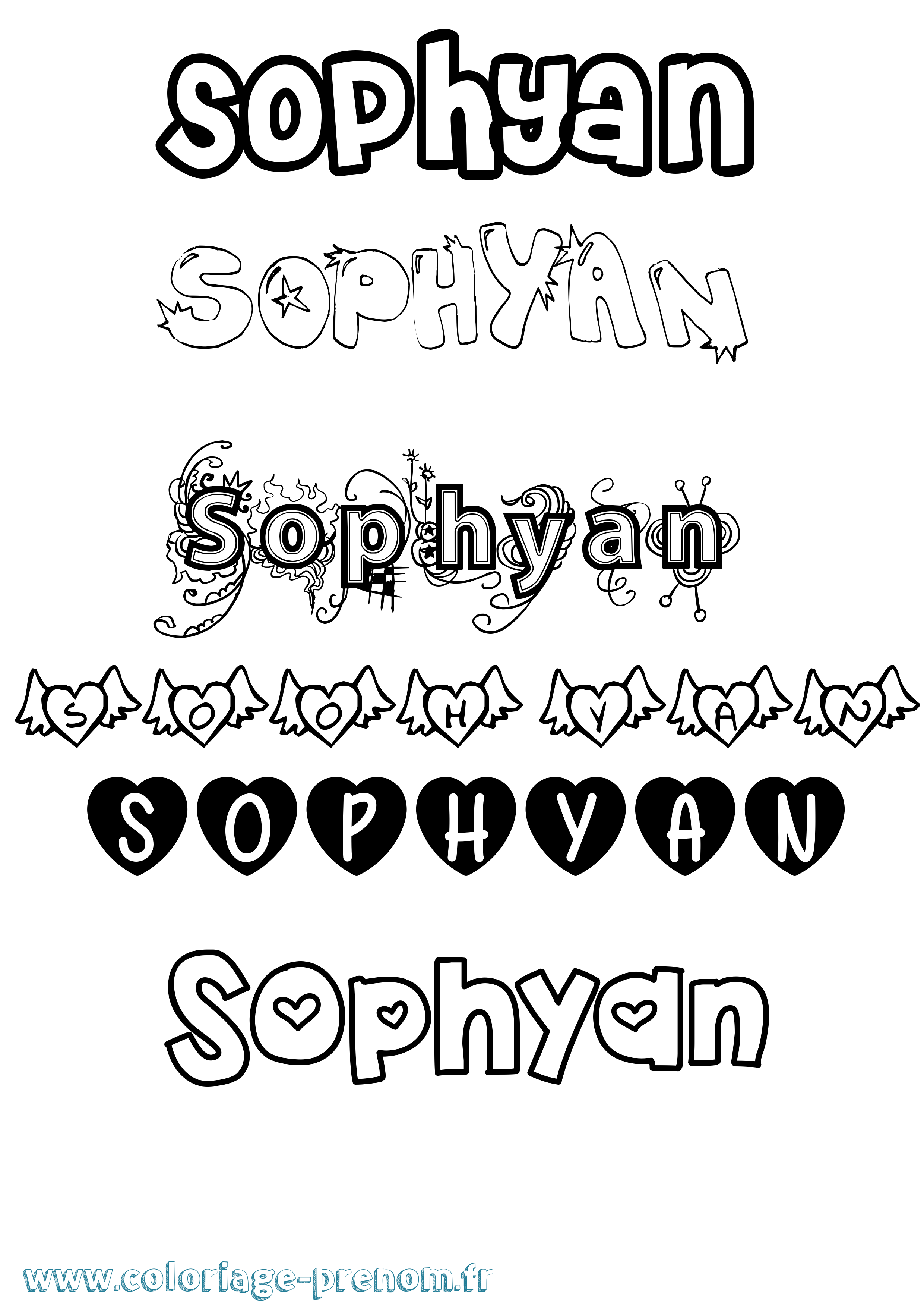 Coloriage Sophyan Girly Coloriage prénom Sophyan Girly