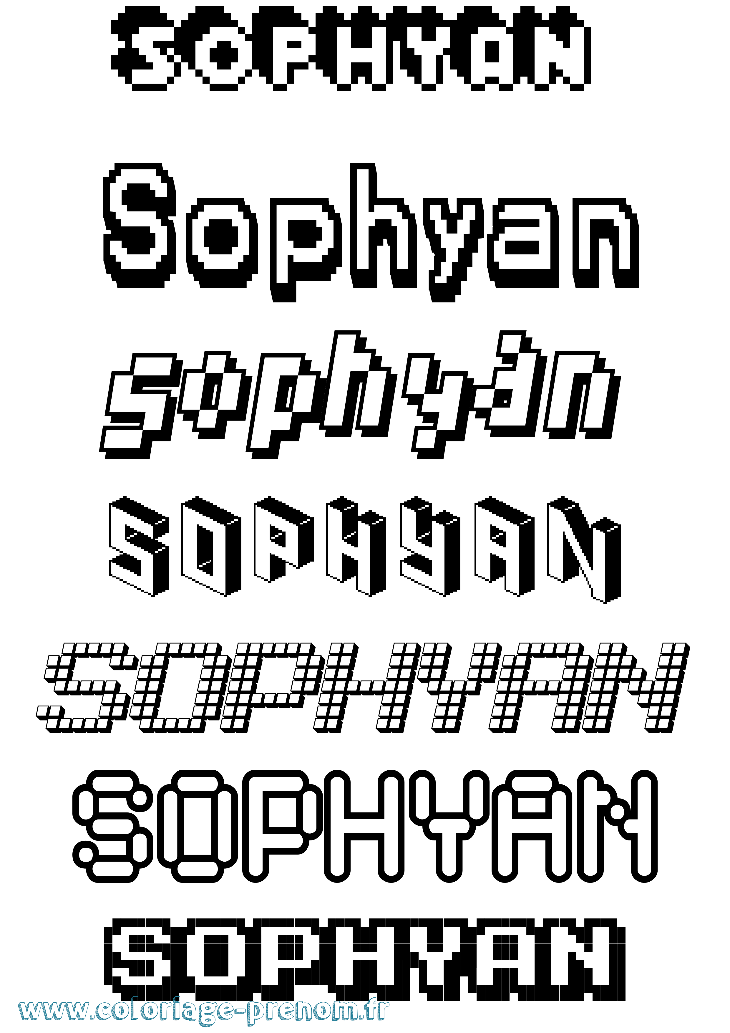 Coloriage Sophyan Pixel Coloriage prénom Sophyan Pixel