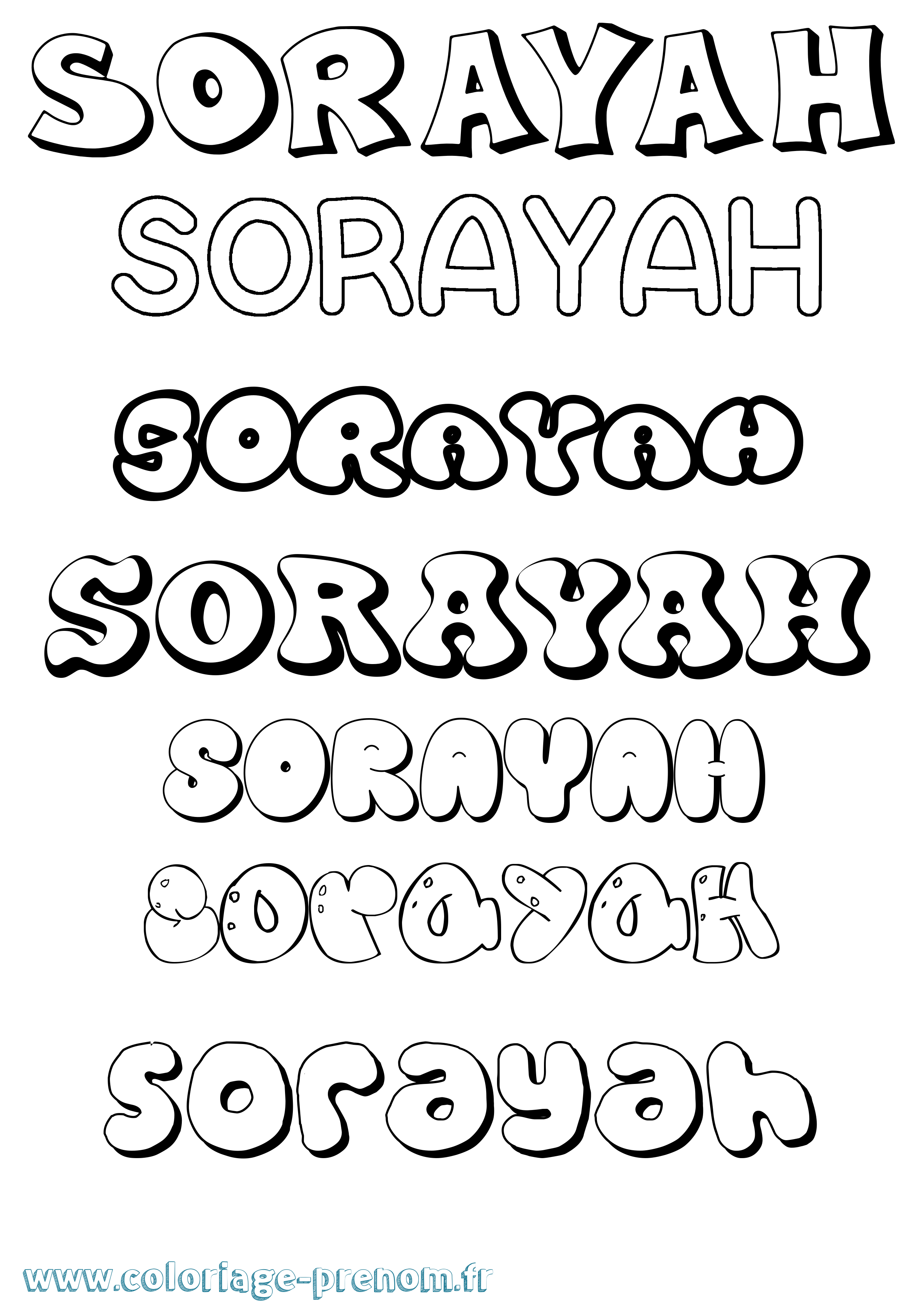 Coloriage Sorayah Bubble Coloriage prénom Sorayah Bubble