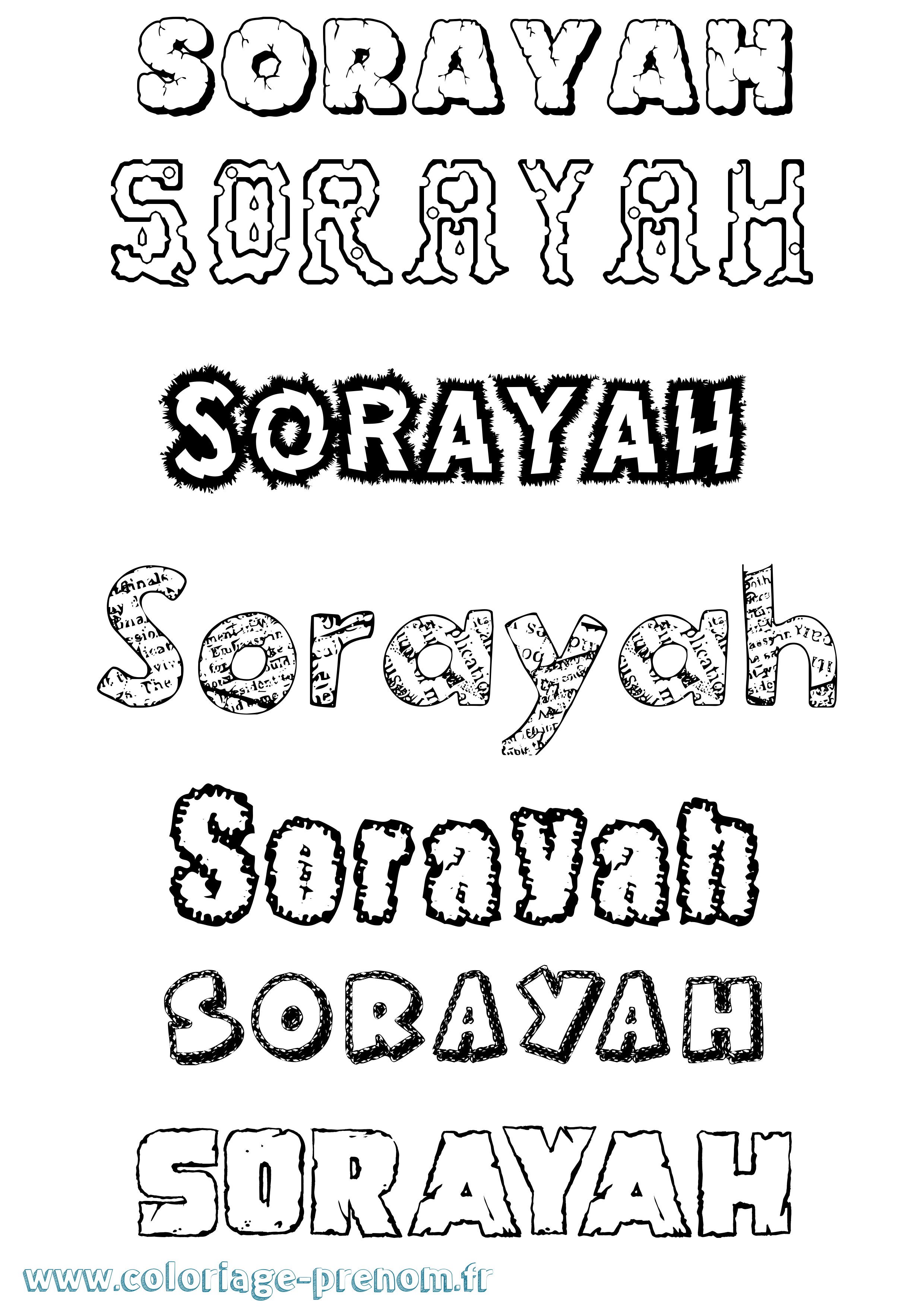 Coloriage Sorayah Destructuré Coloriage prénom Sorayah Destructuré
