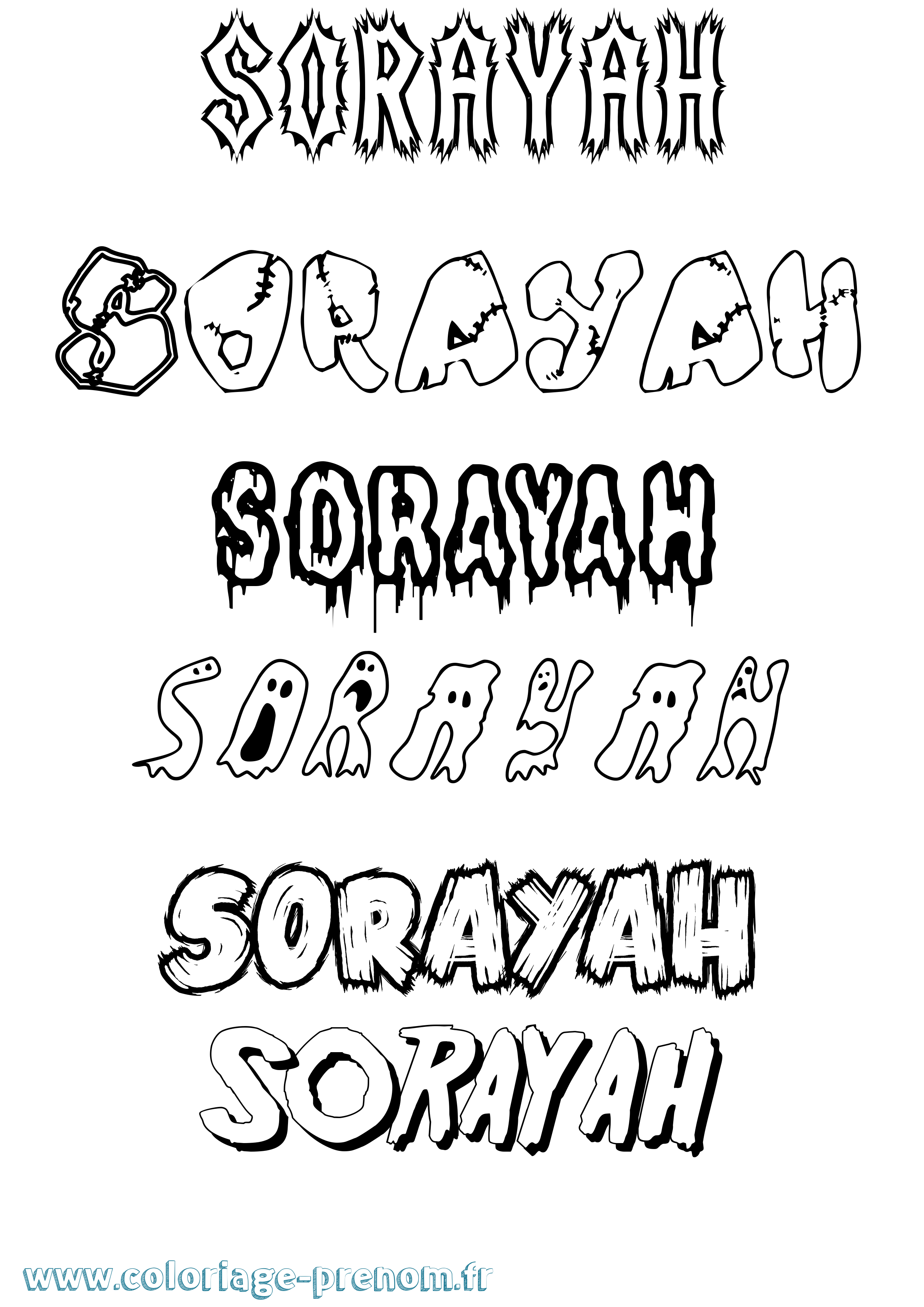 Coloriage Sorayah Frisson Coloriage prénom Sorayah Frisson