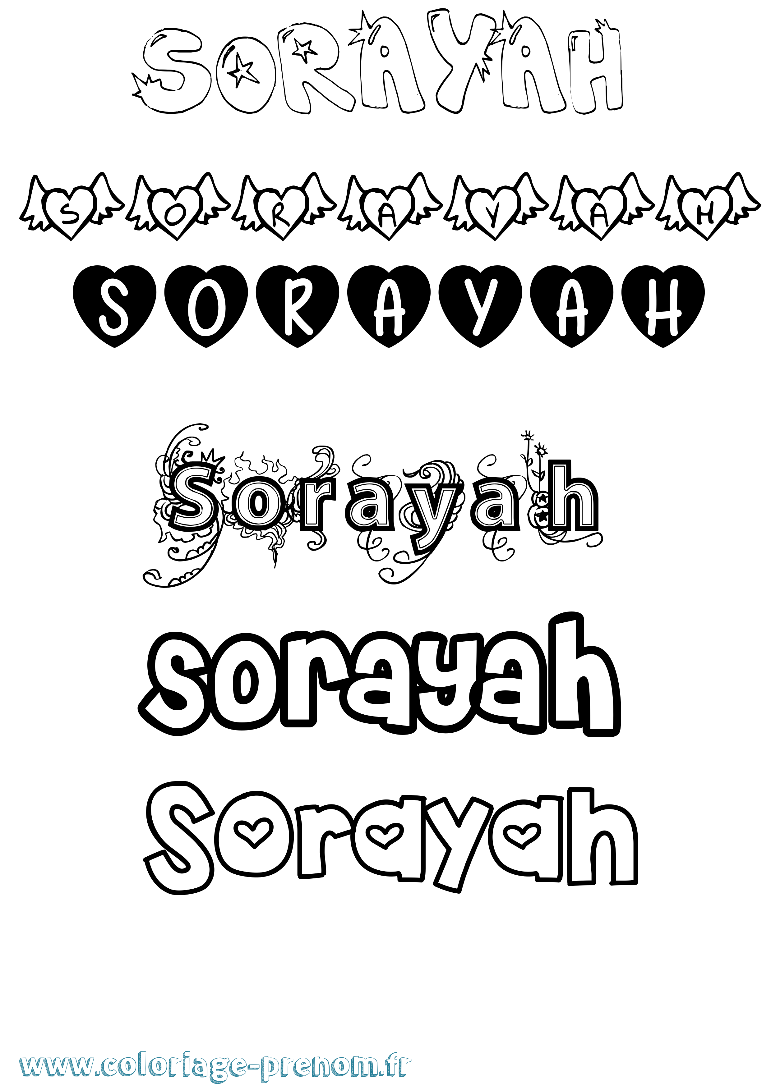 Coloriage Sorayah Girly Coloriage prénom Sorayah Girly