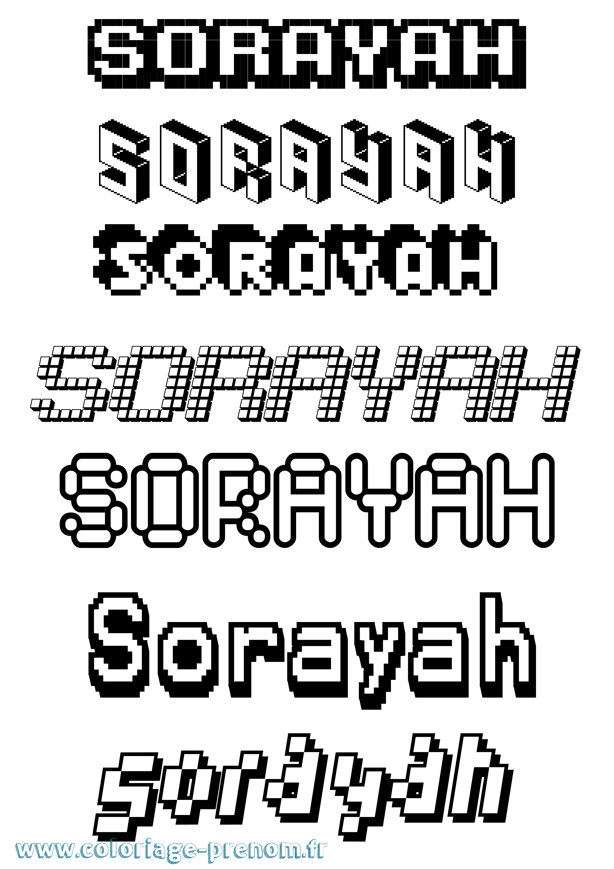Coloriage Sorayah Pixel Coloriage prénom Sorayah Pixel
