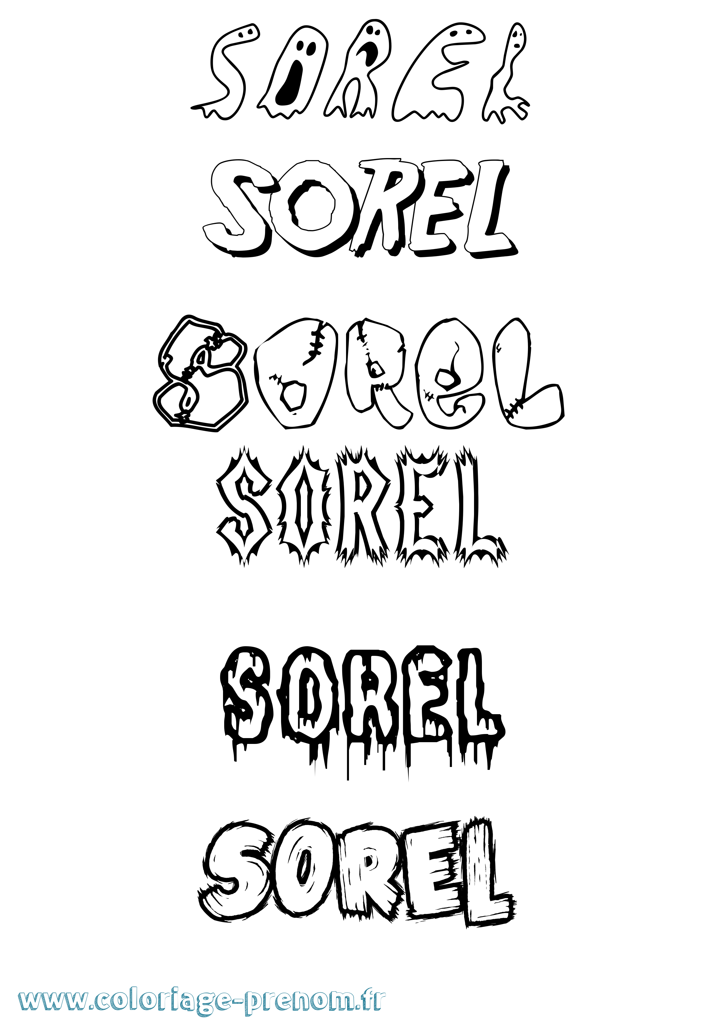 Coloriage Sorel Frisson Coloriage prénom Sorel Frisson
