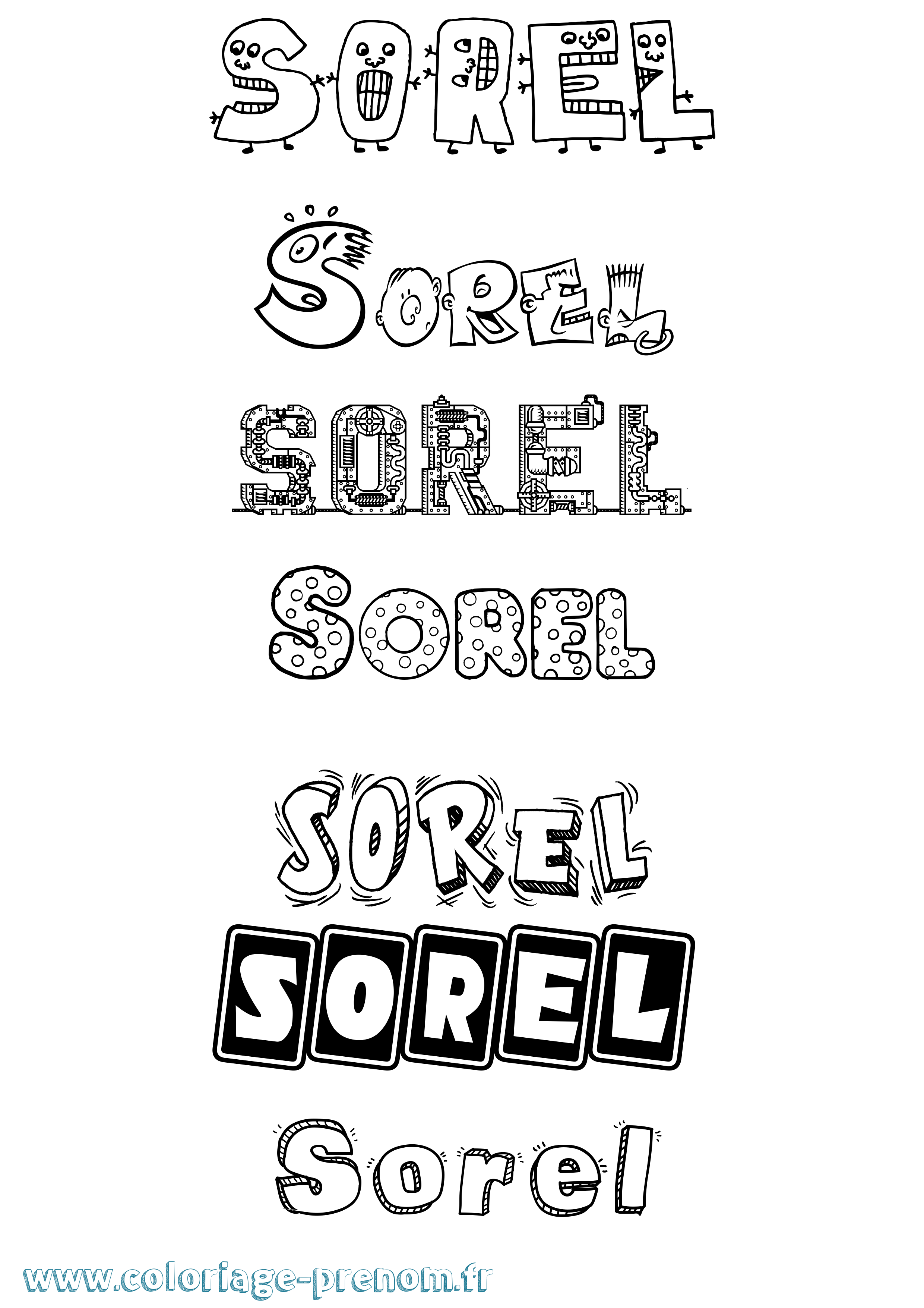 Coloriage Sorel Fun Coloriage prénom Sorel Fun