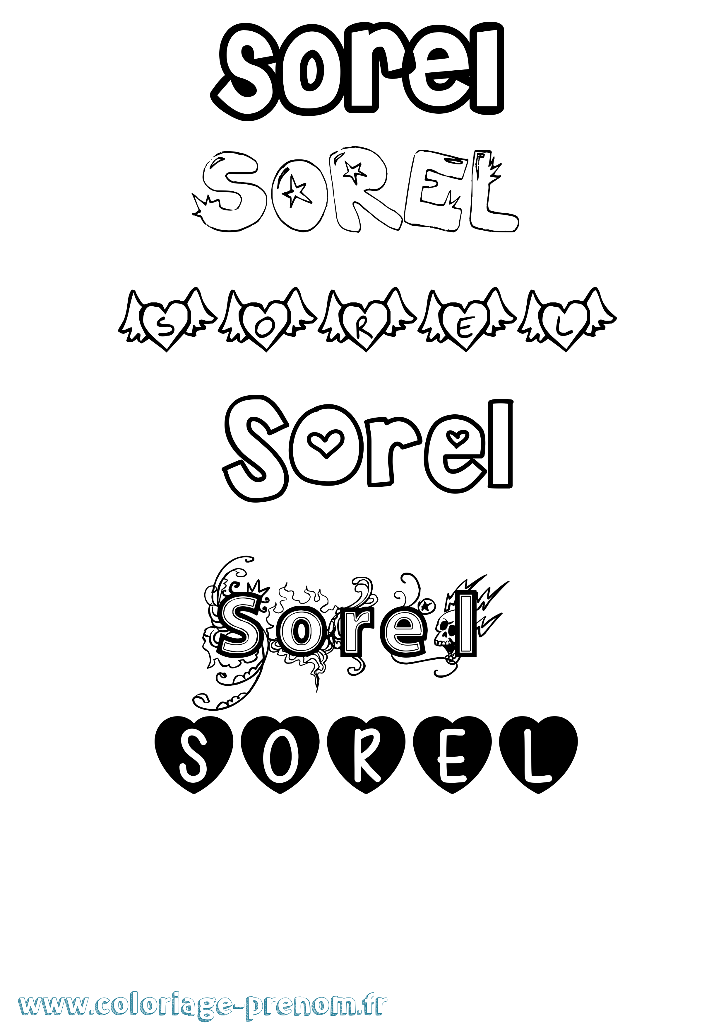 Coloriage Sorel Girly Coloriage prénom Sorel Girly