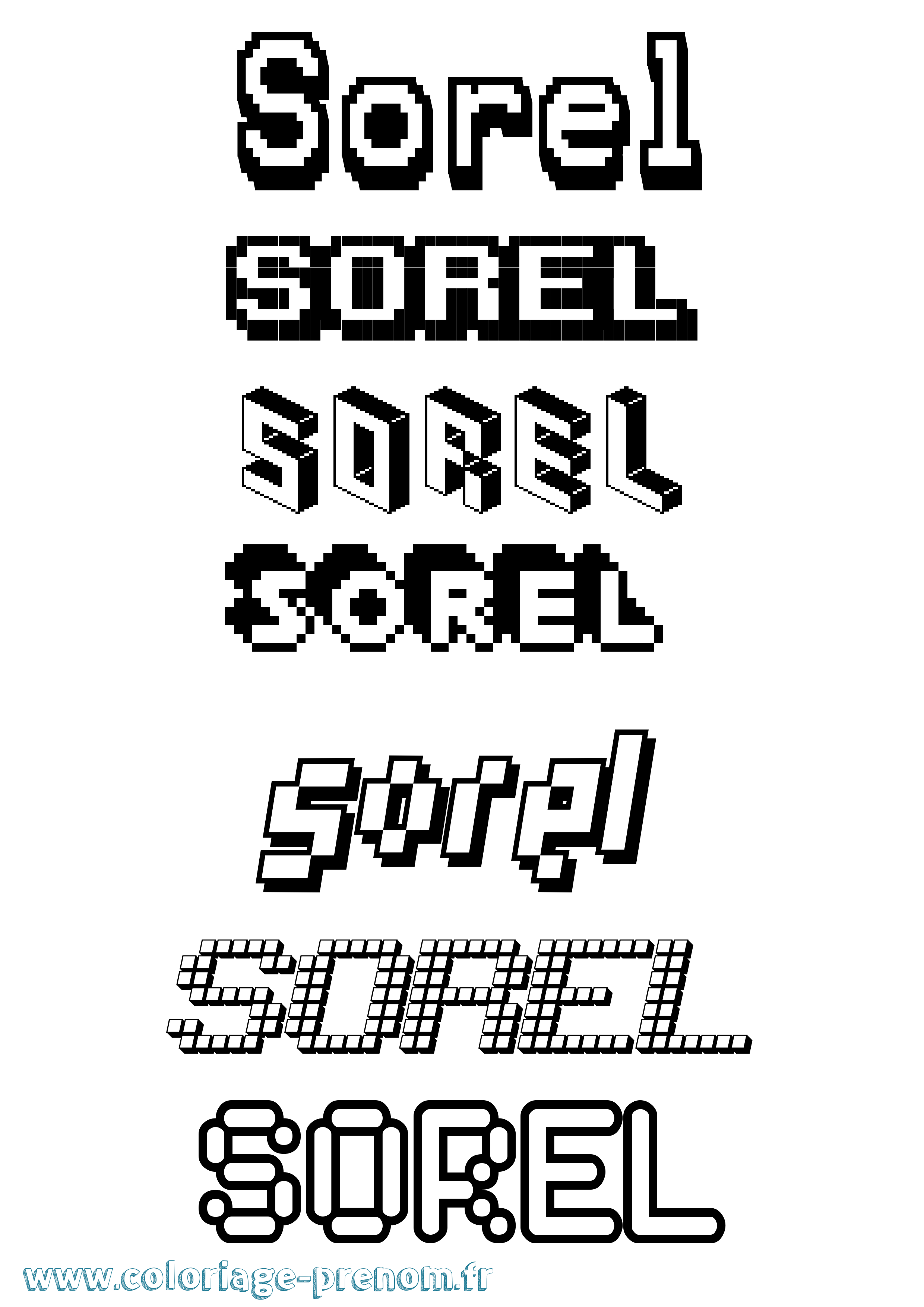 Coloriage Sorel Pixel Coloriage prénom Sorel Pixel